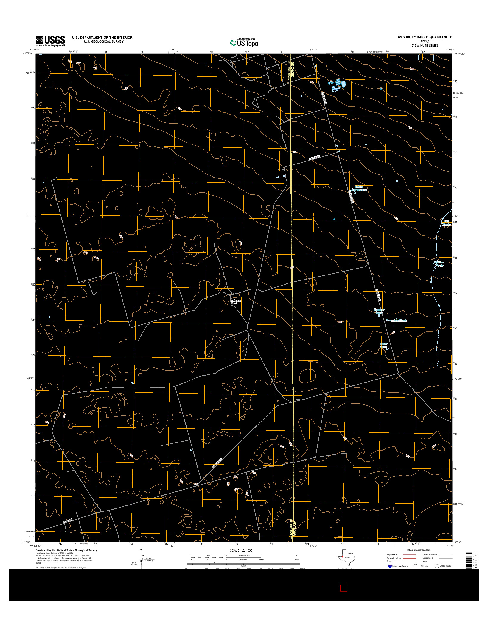 USGS US TOPO 7.5-MINUTE MAP FOR AMBURGEY RANCH, TX 2016