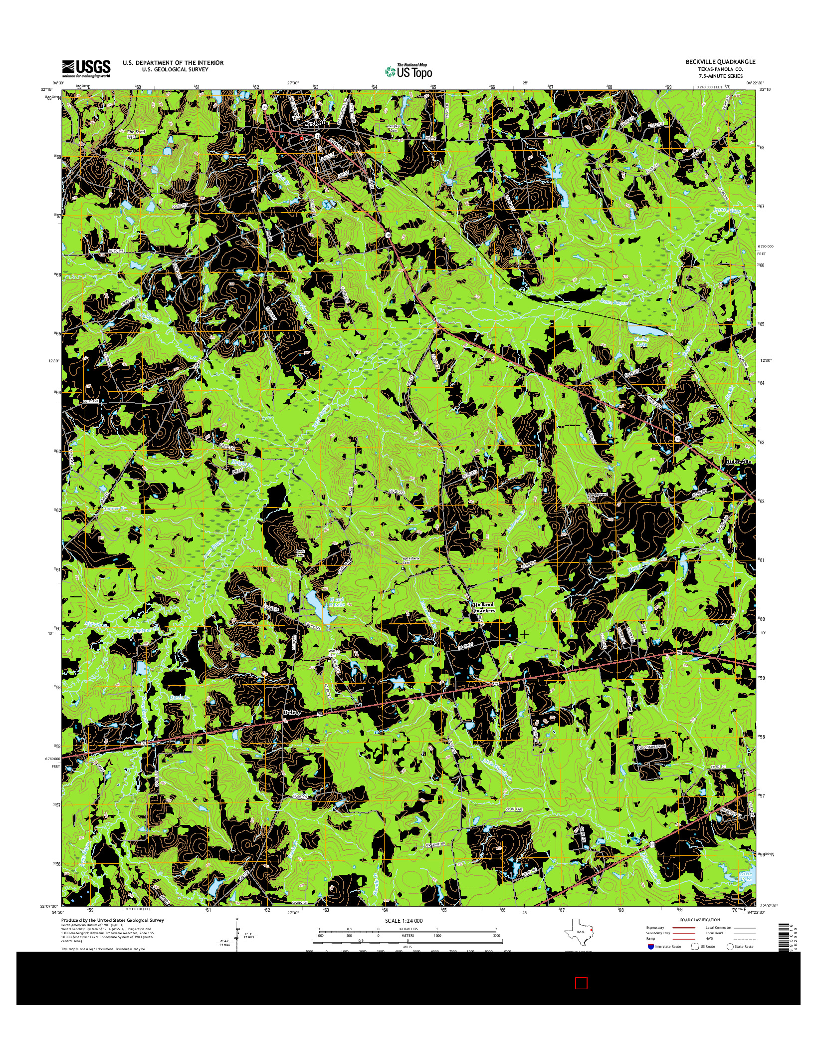 USGS US TOPO 7.5-MINUTE MAP FOR BECKVILLE, TX 2016