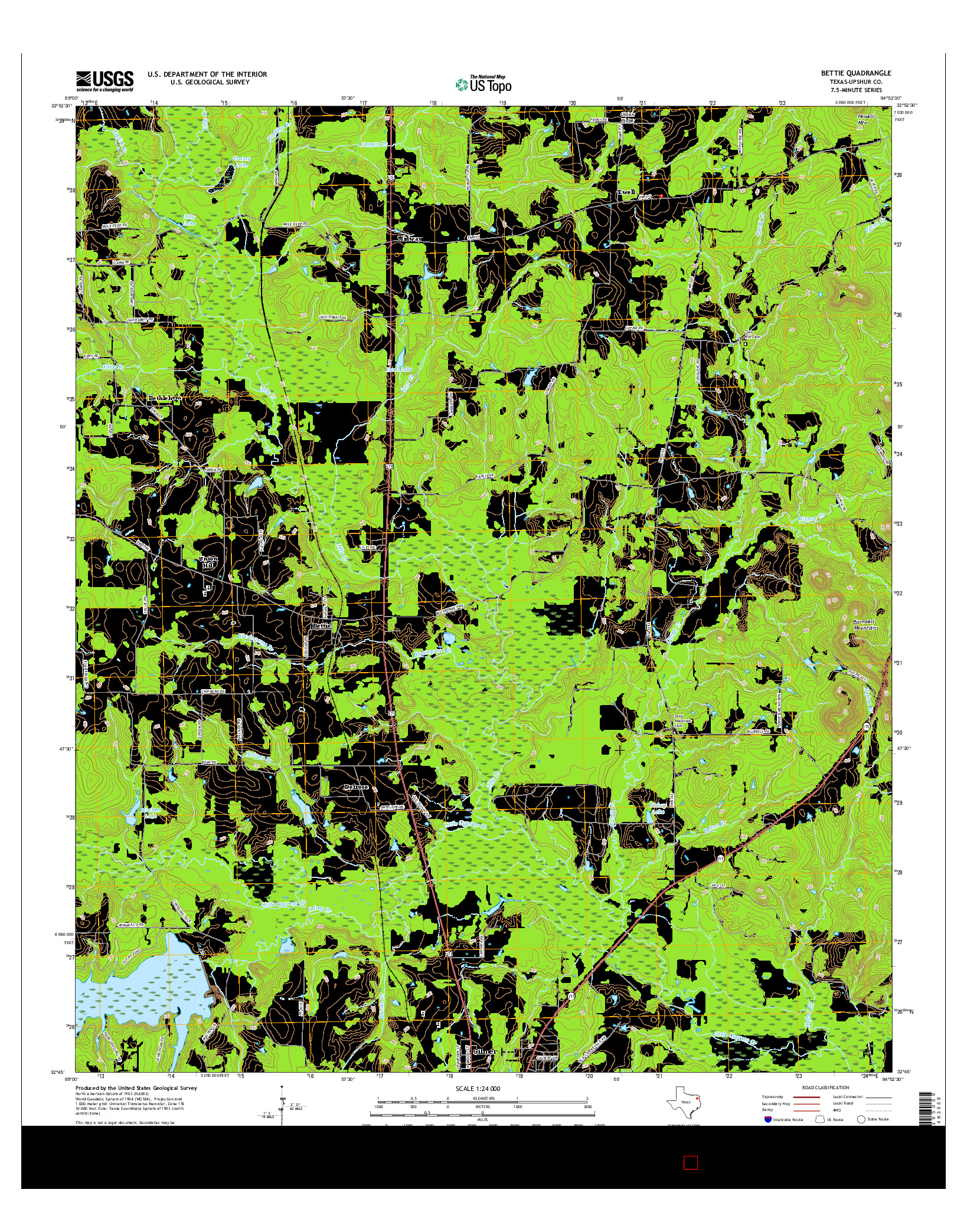 USGS US TOPO 7.5-MINUTE MAP FOR BETTIE, TX 2016