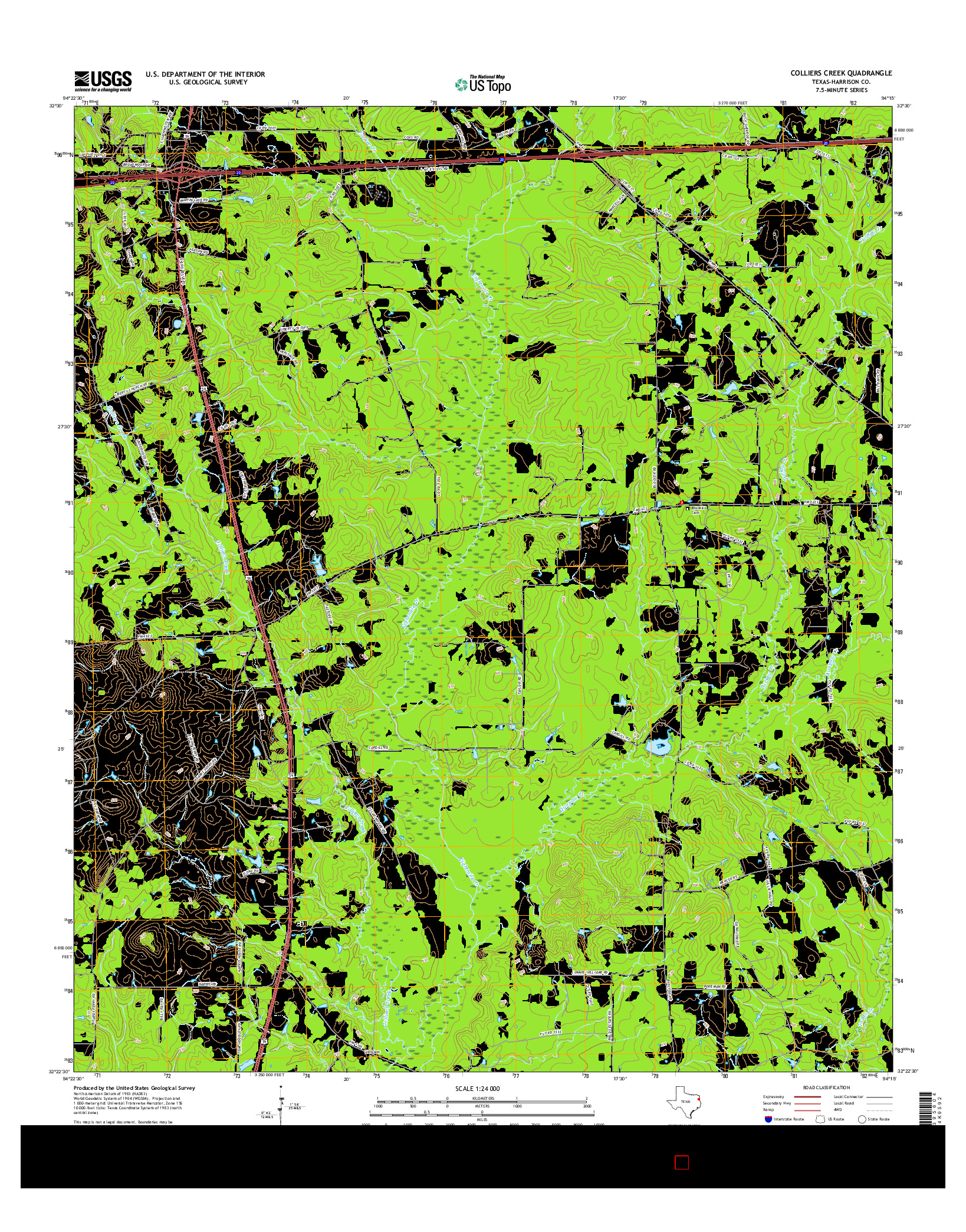 USGS US TOPO 7.5-MINUTE MAP FOR COLLIERS CREEK, TX 2016