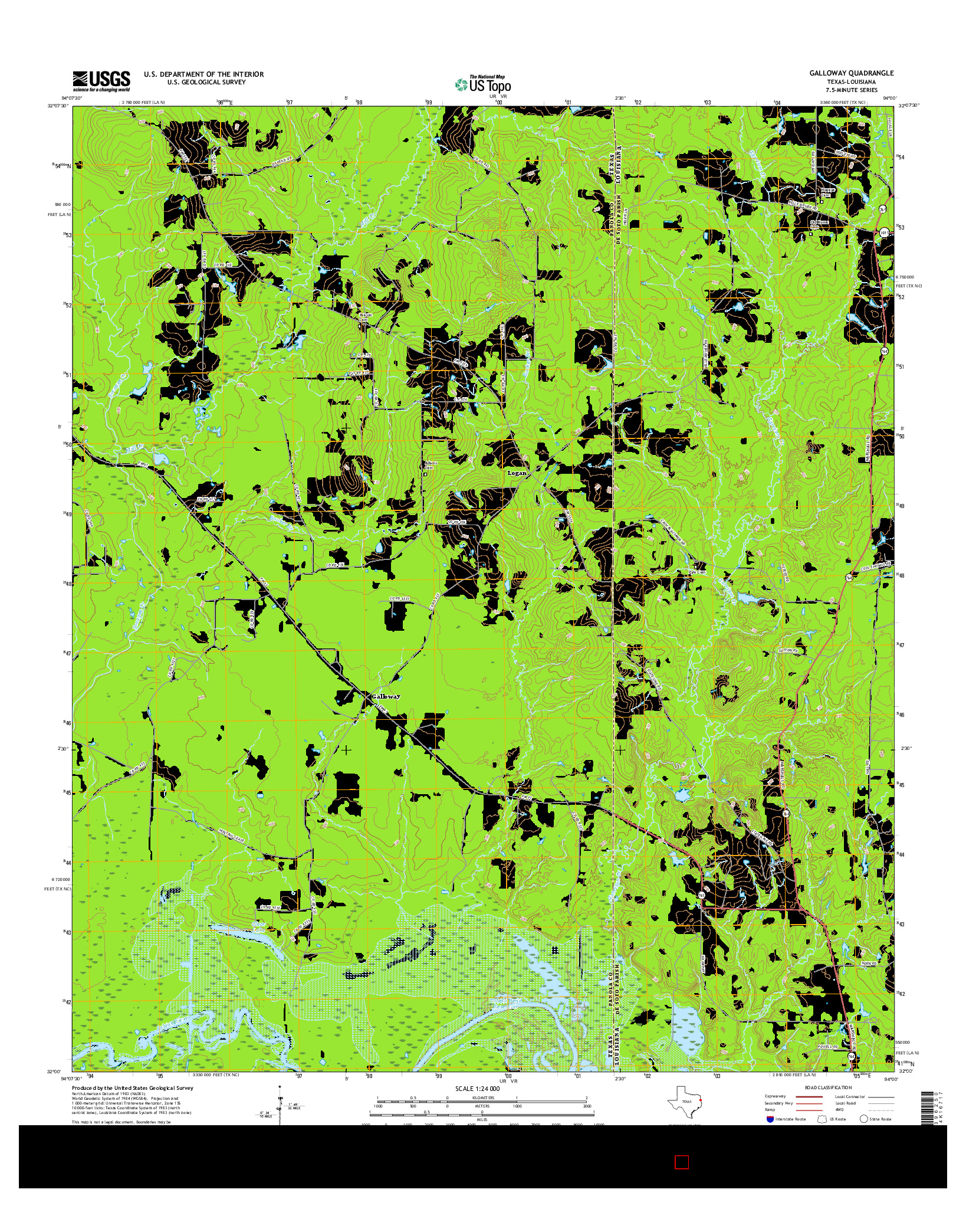 USGS US TOPO 7.5-MINUTE MAP FOR GALLOWAY, TX-LA 2016