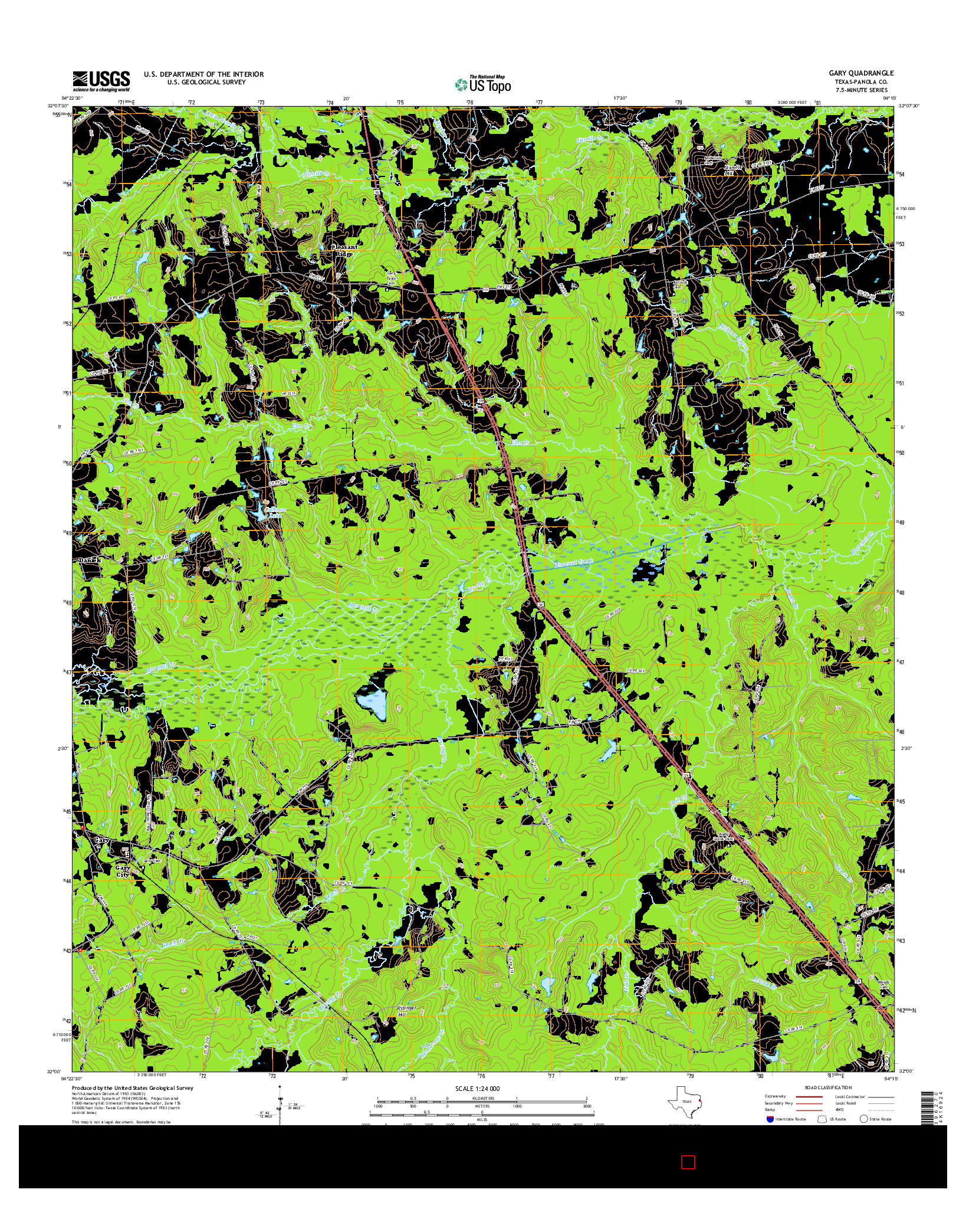 USGS US TOPO 7.5-MINUTE MAP FOR GARY, TX 2016