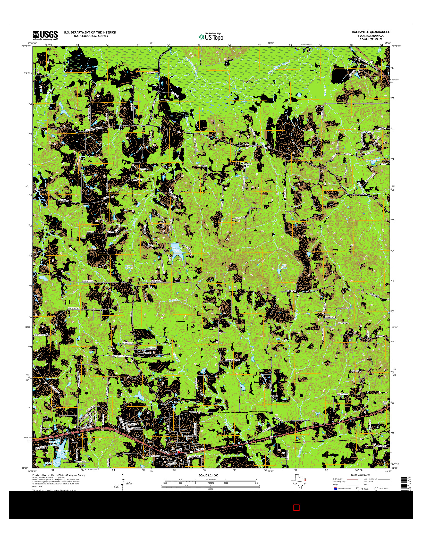 USGS US TOPO 7.5-MINUTE MAP FOR HALLSVILLE, TX 2016