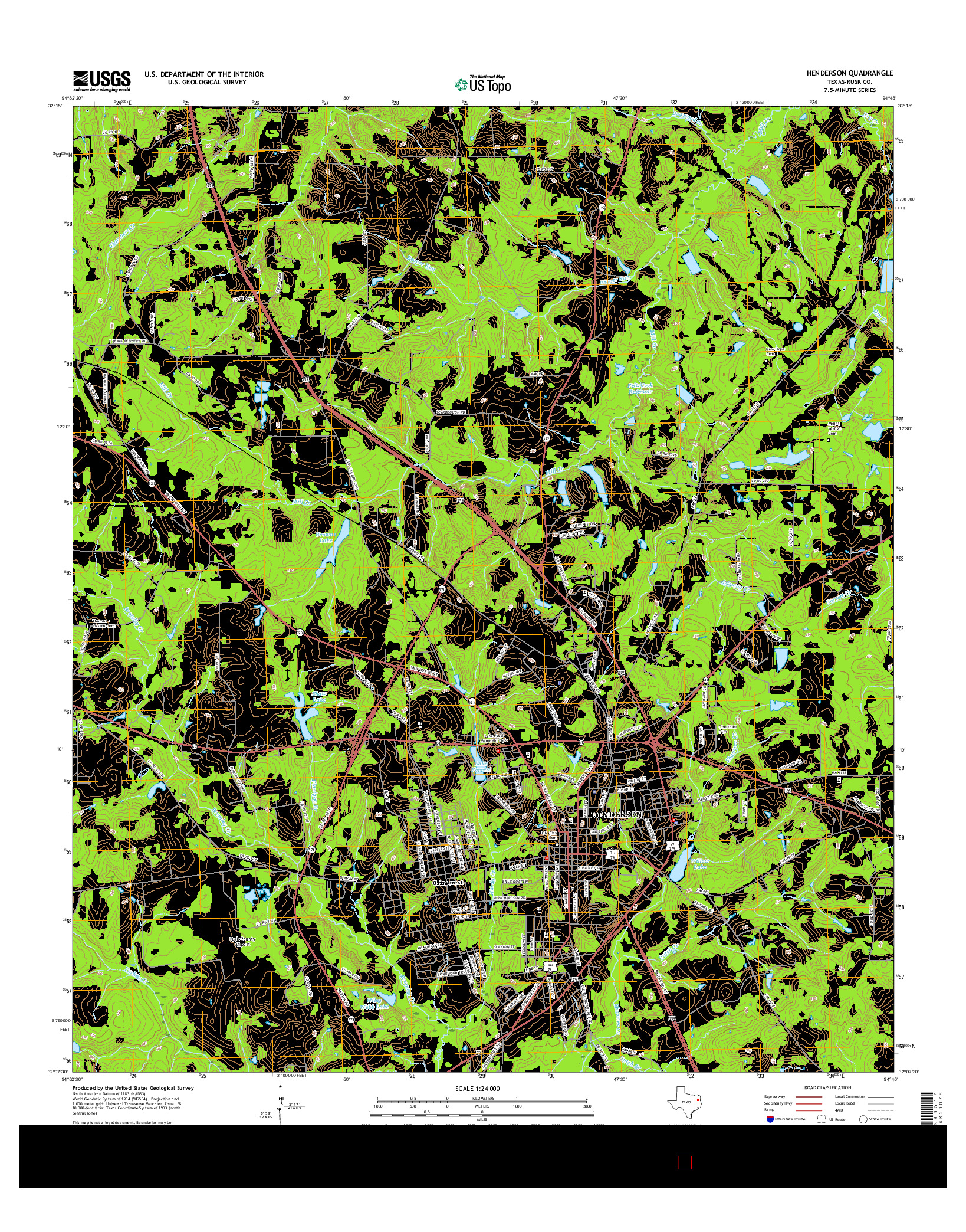 USGS US TOPO 7.5-MINUTE MAP FOR HENDERSON, TX 2016