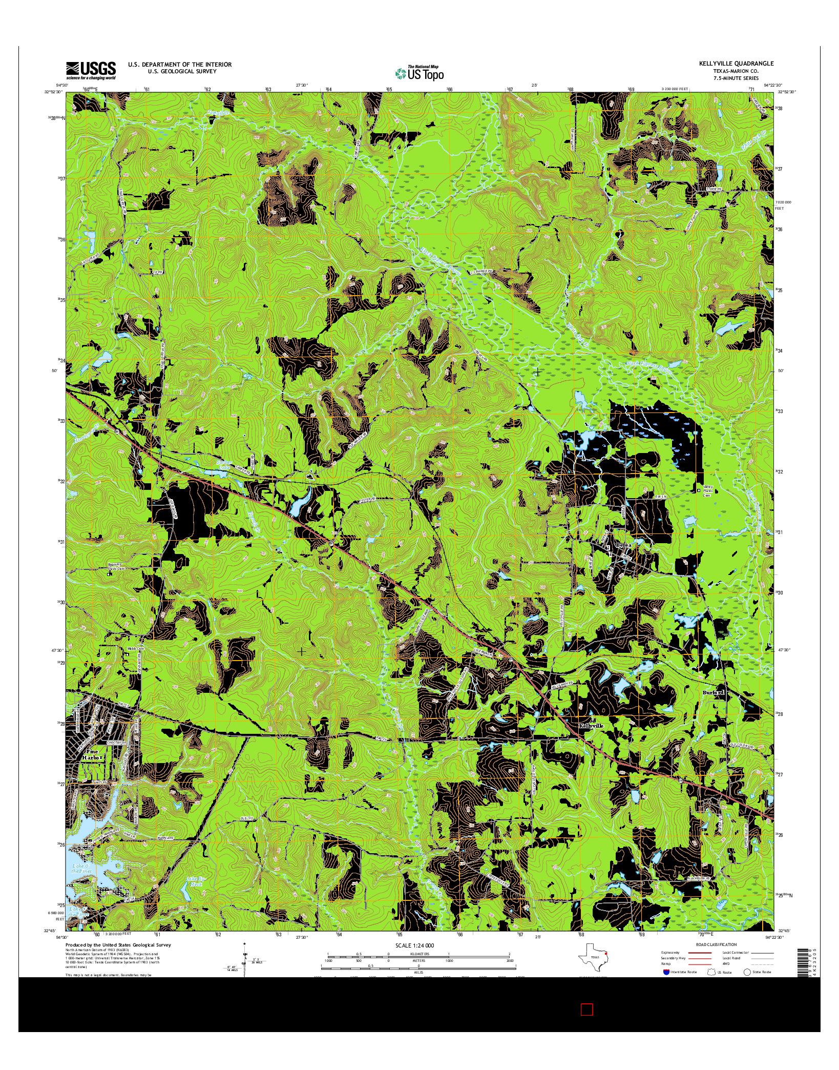 USGS US TOPO 7.5-MINUTE MAP FOR KELLYVILLE, TX 2016