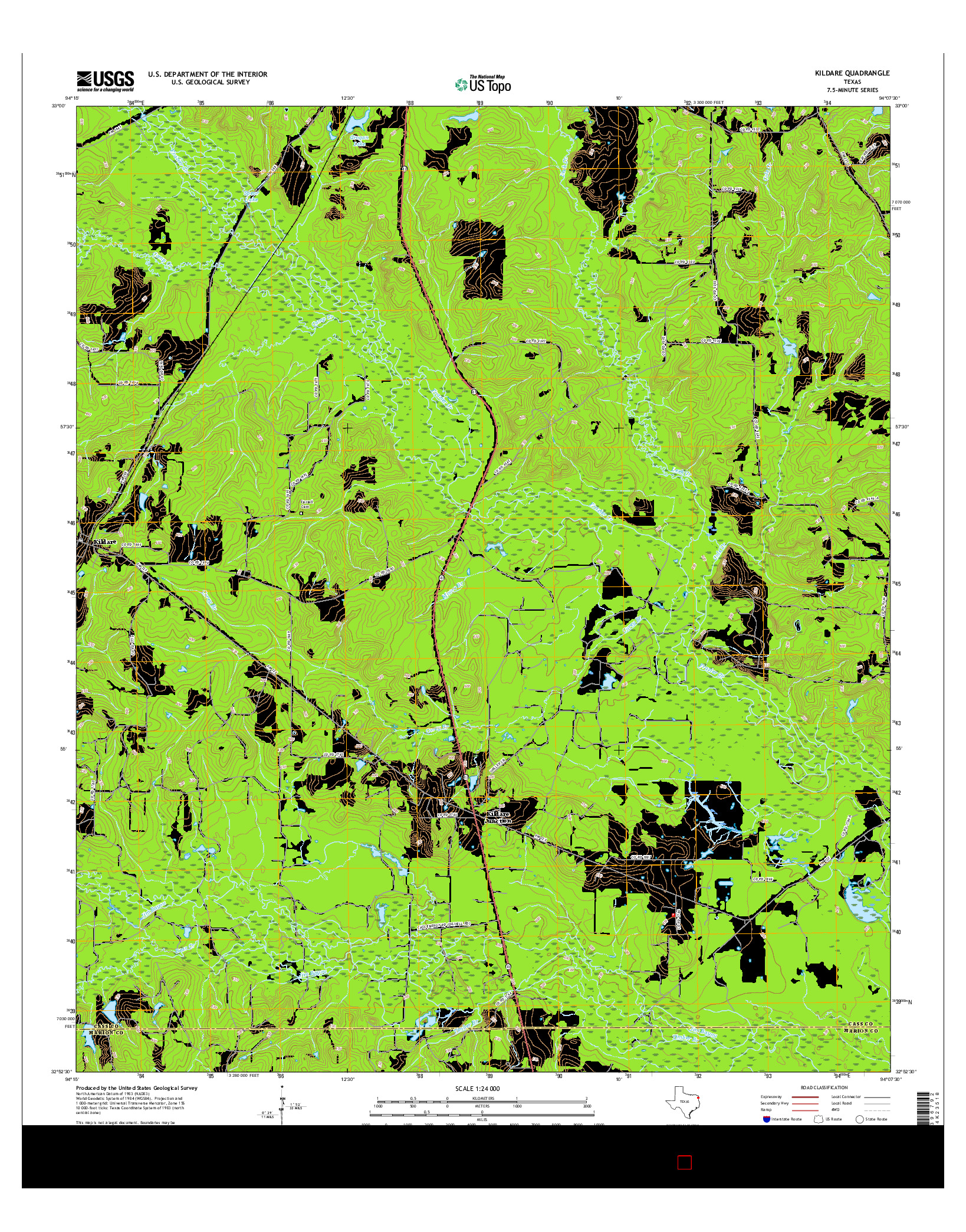 USGS US TOPO 7.5-MINUTE MAP FOR KILDARE, TX 2016