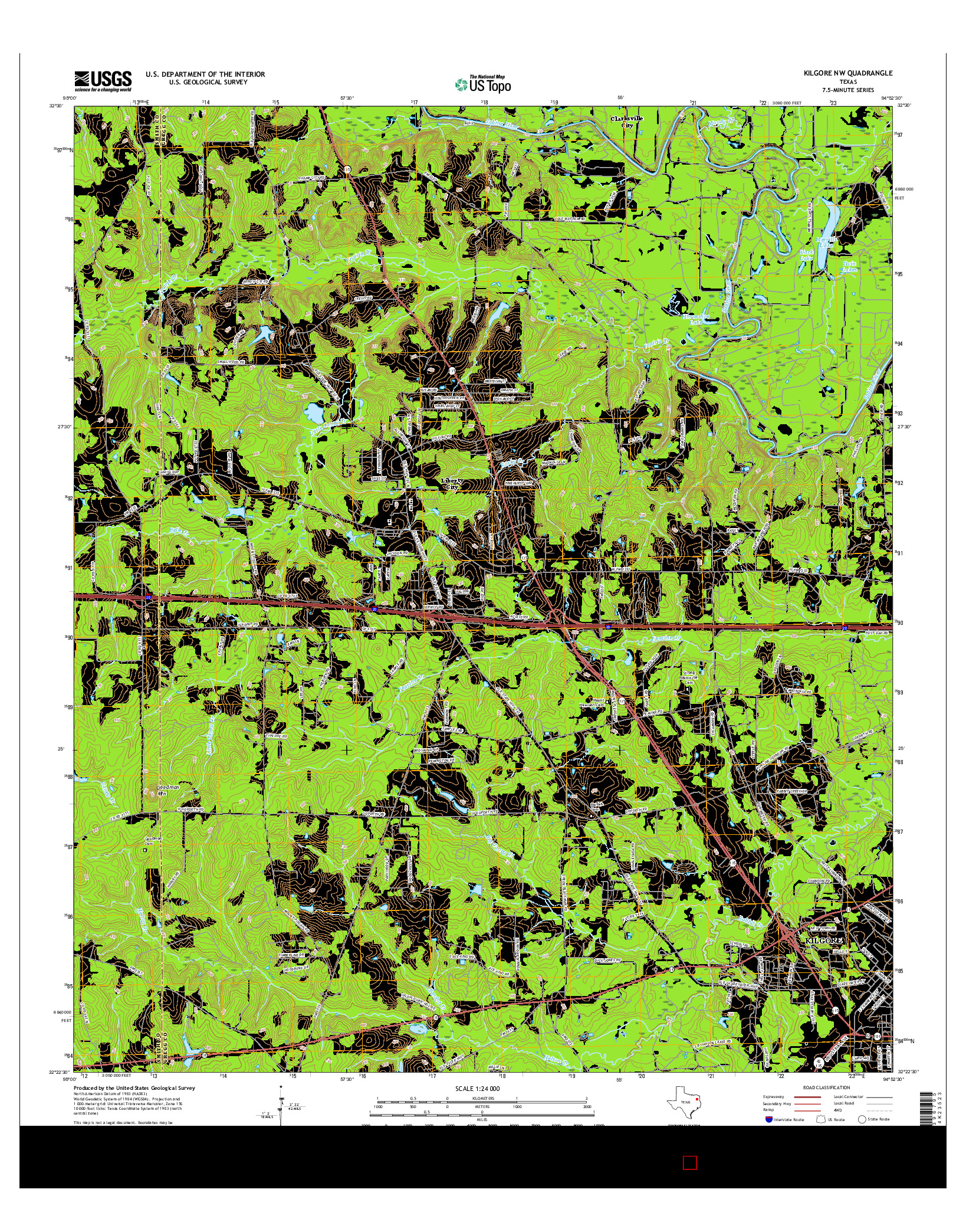 USGS US TOPO 7.5-MINUTE MAP FOR KILGORE NW, TX 2016