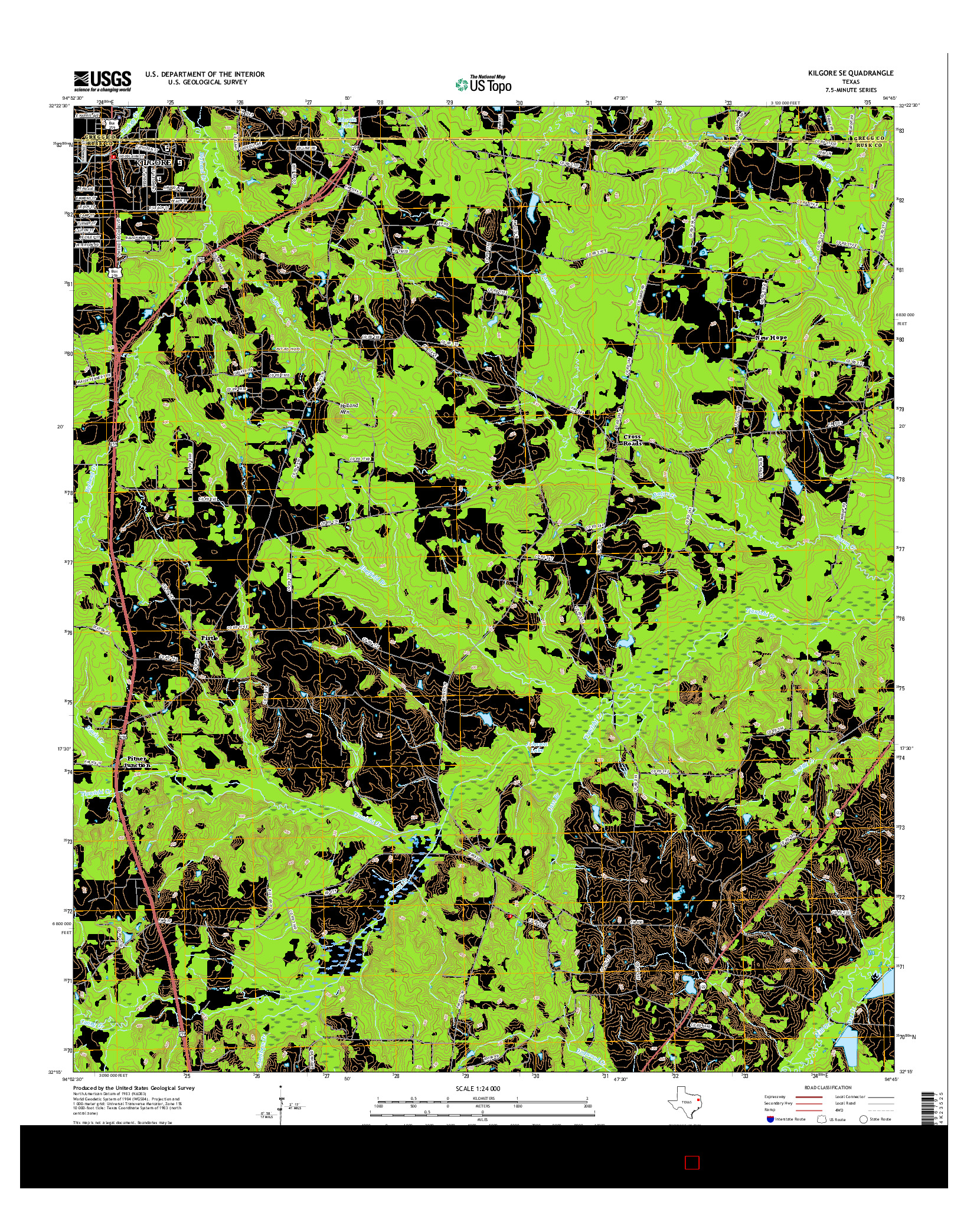 USGS US TOPO 7.5-MINUTE MAP FOR KILGORE SE, TX 2016