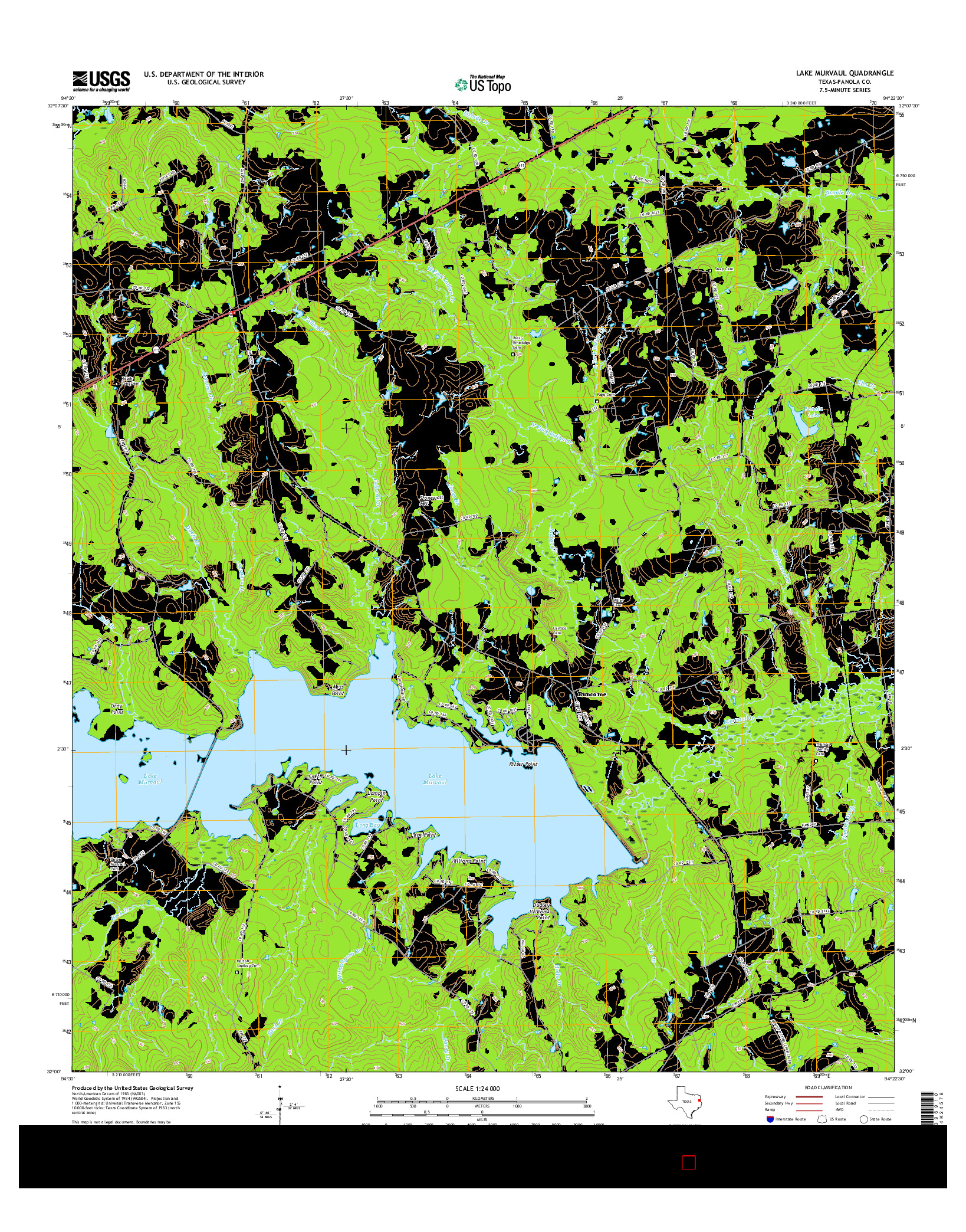 USGS US TOPO 7.5-MINUTE MAP FOR LAKE MURVAUL, TX 2016