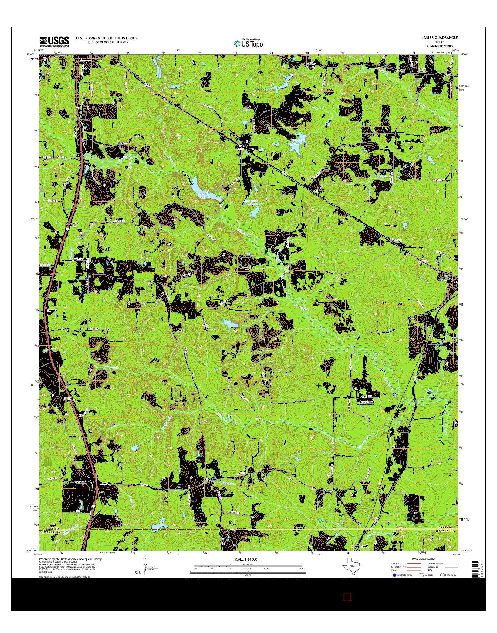 USGS US TOPO 7.5-MINUTE MAP FOR LANIER, TX 2016