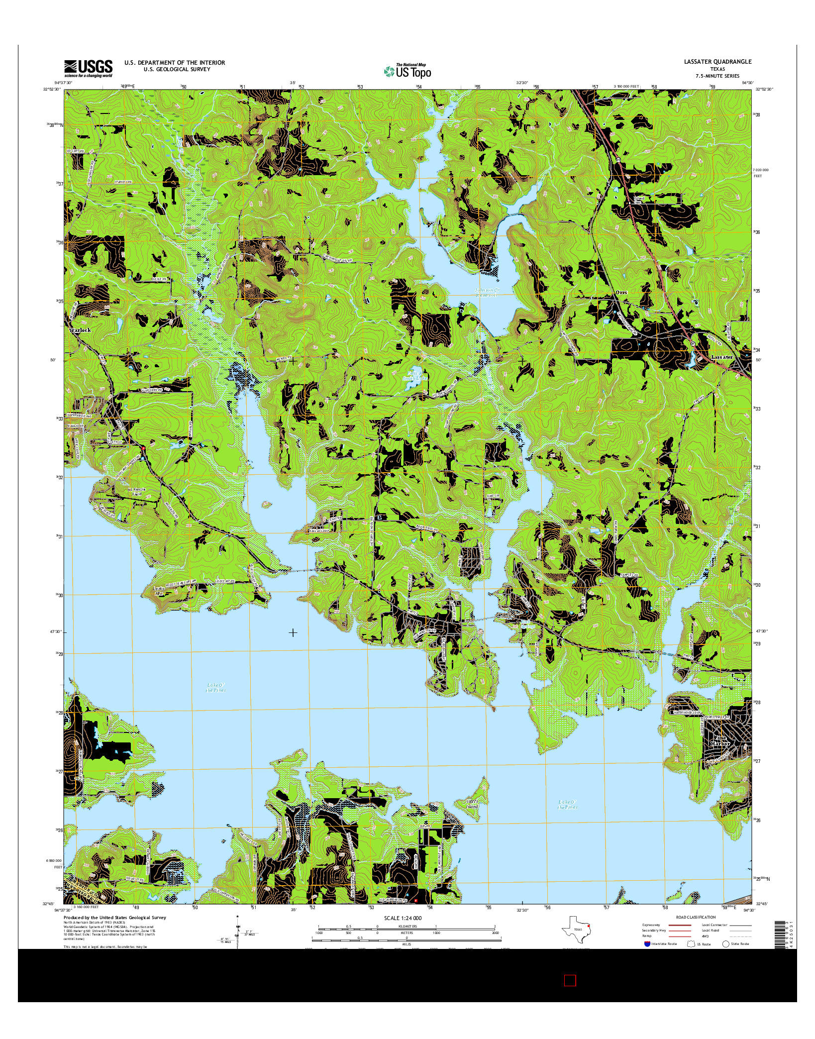 USGS US TOPO 7.5-MINUTE MAP FOR LASSATER, TX 2016