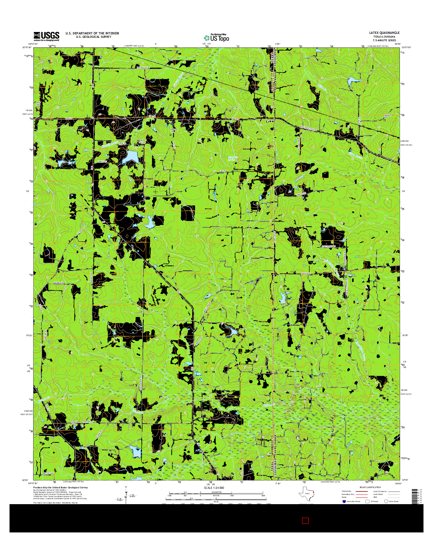 USGS US TOPO 7.5-MINUTE MAP FOR LATEX, TX-LA 2016