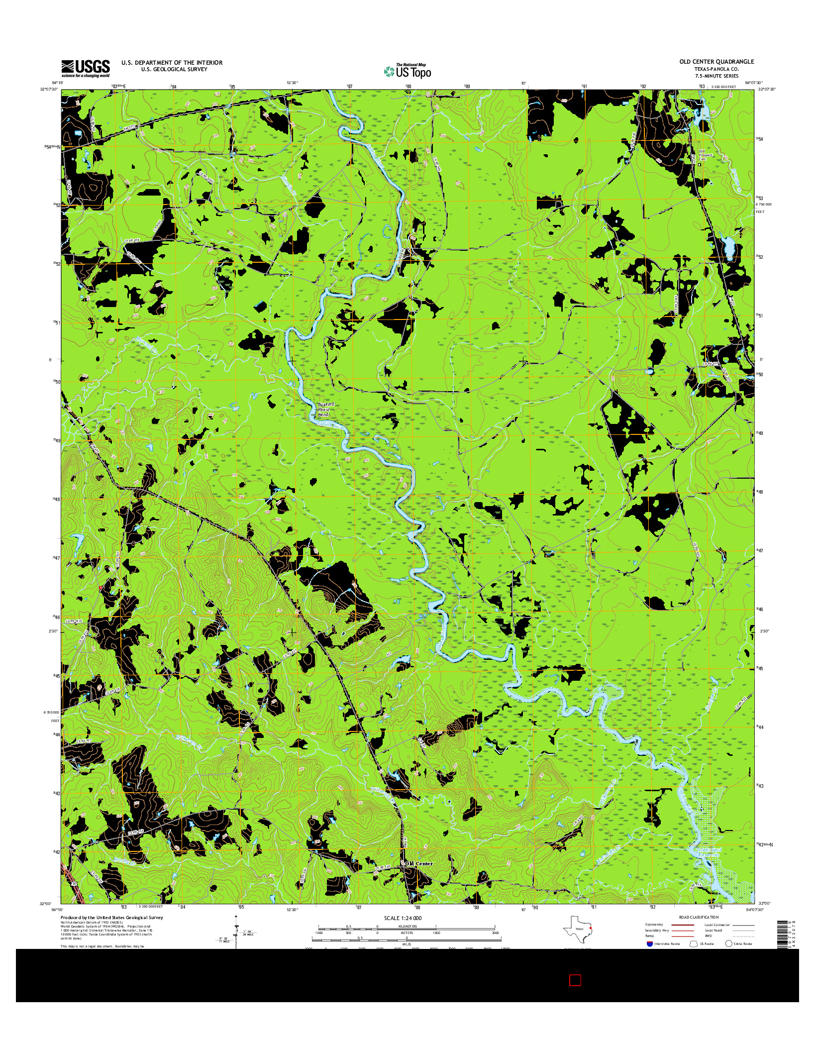 USGS US TOPO 7.5-MINUTE MAP FOR OLD CENTER, TX 2016