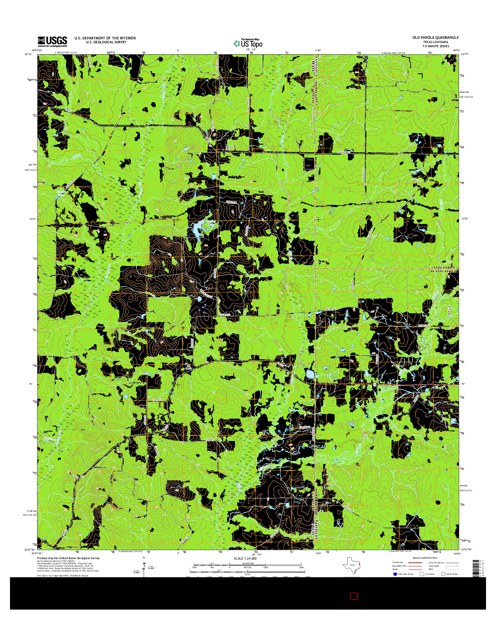 USGS US TOPO 7.5-MINUTE MAP FOR OLD PANOLA, TX-LA 2016
