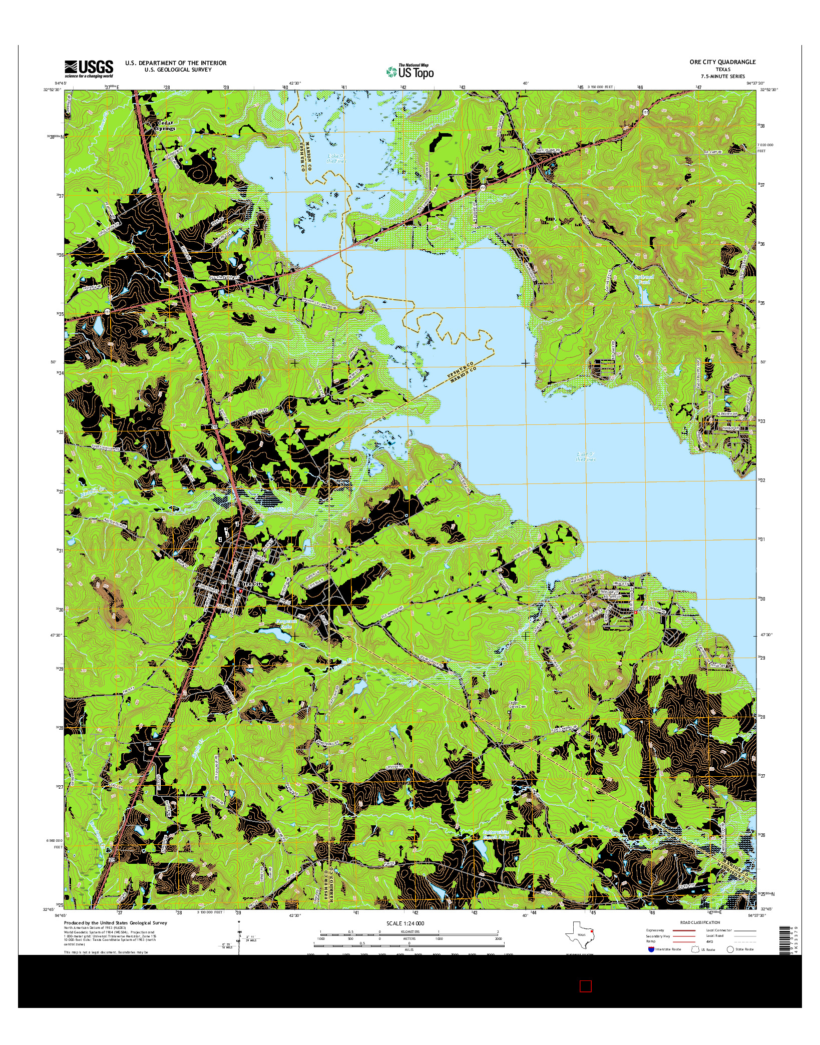 USGS US TOPO 7.5-MINUTE MAP FOR ORE CITY, TX 2016