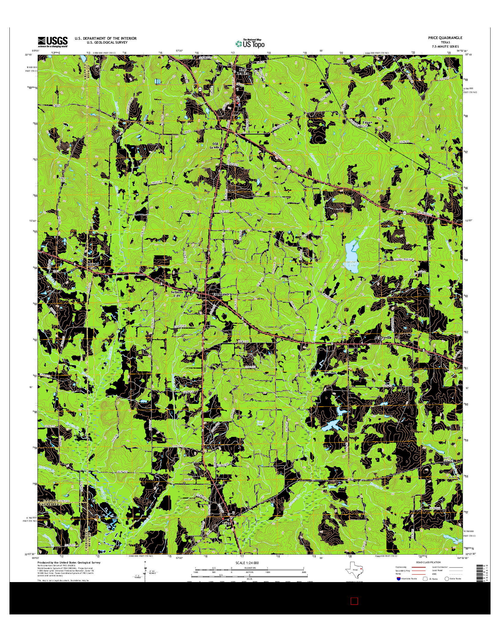 USGS US TOPO 7.5-MINUTE MAP FOR PRICE, TX 2016