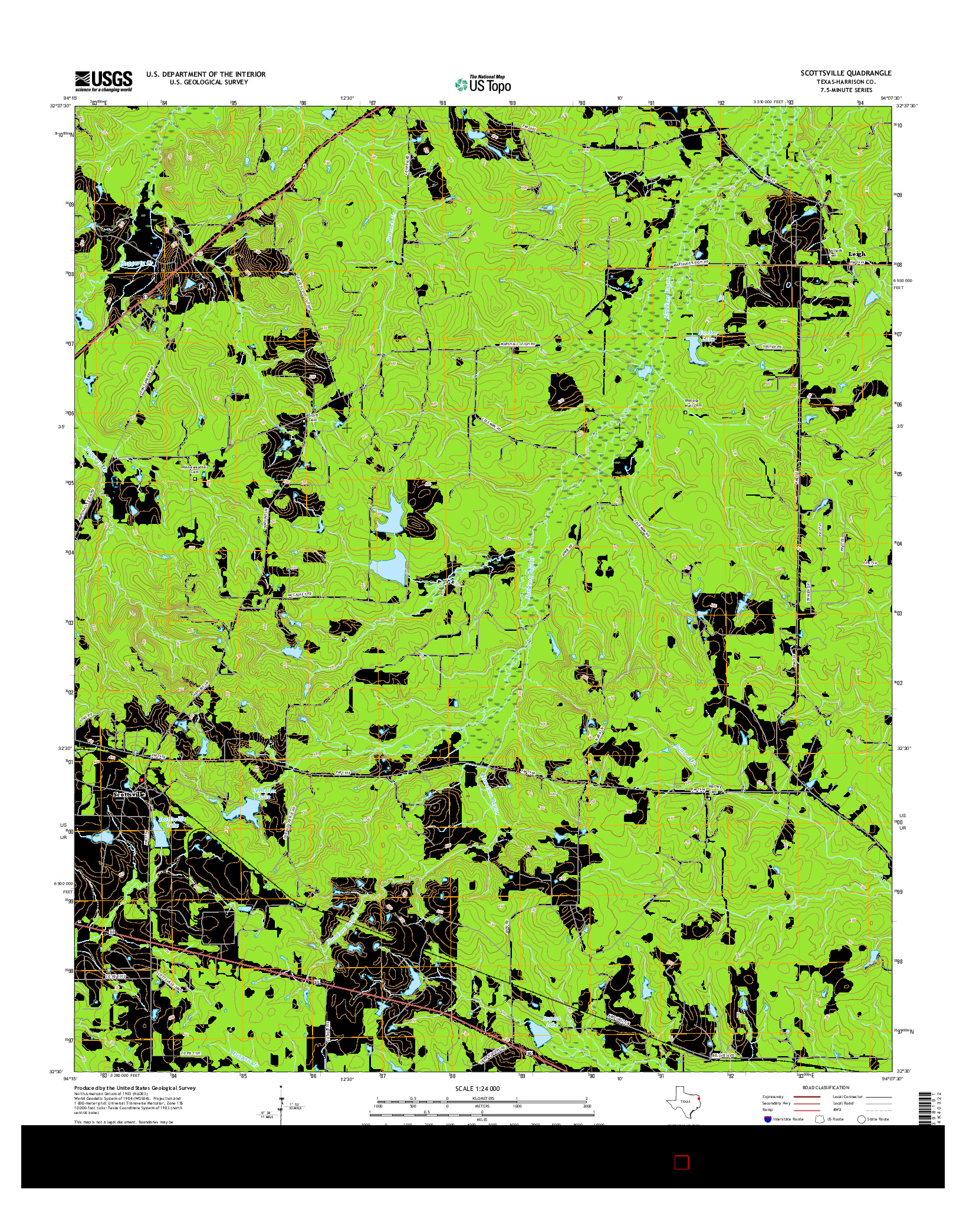 USGS US TOPO 7.5-MINUTE MAP FOR SCOTTSVILLE, TX 2016