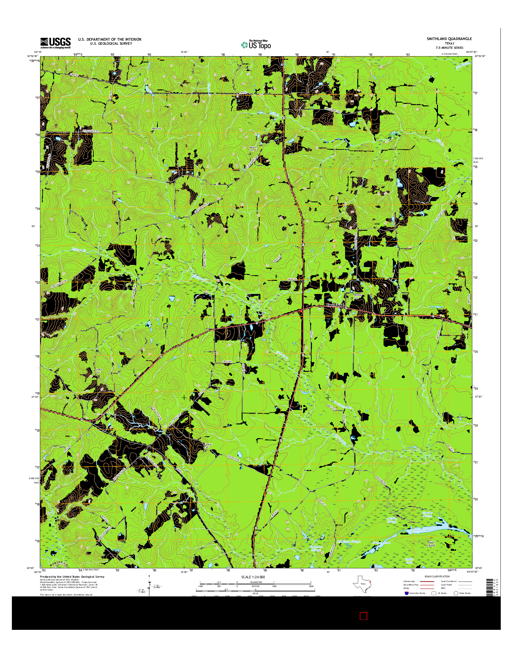 USGS US TOPO 7.5-MINUTE MAP FOR SMITHLAND, TX 2016