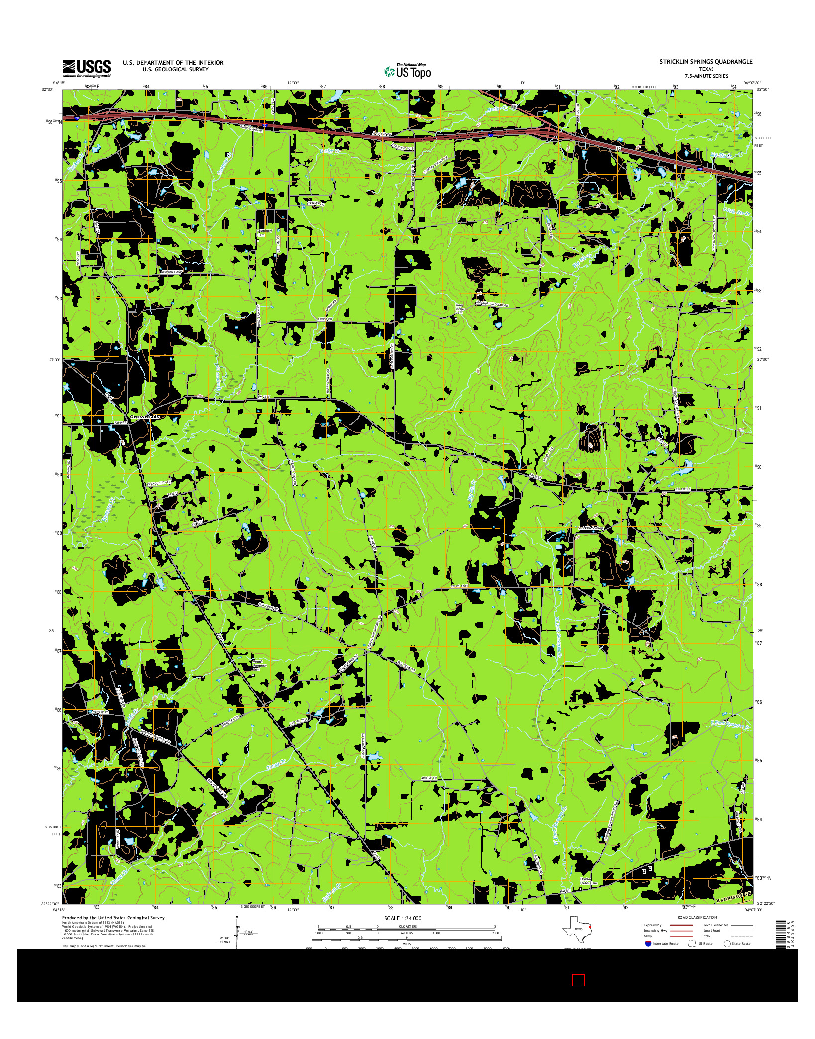 USGS US TOPO 7.5-MINUTE MAP FOR STRICKLIN SPRINGS, TX 2016