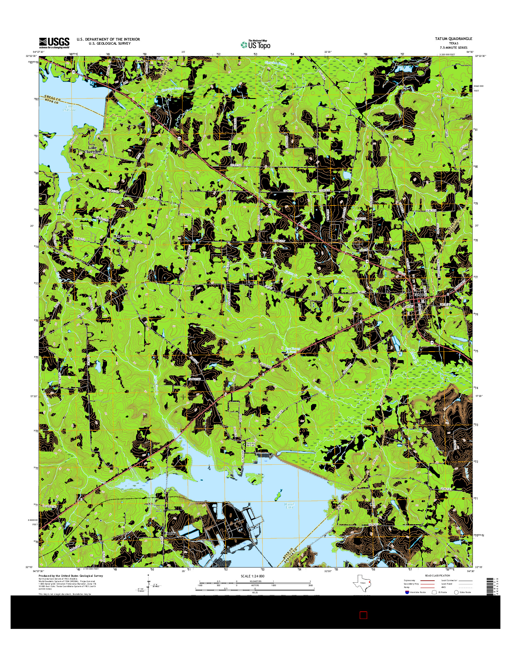 USGS US TOPO 7.5-MINUTE MAP FOR TATUM, TX 2016