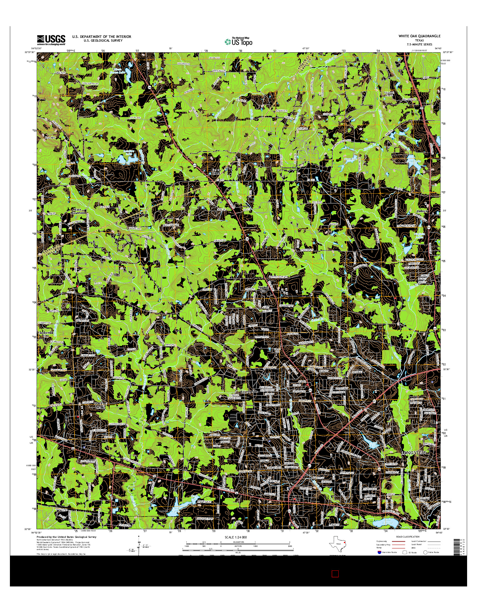 USGS US TOPO 7.5-MINUTE MAP FOR WHITE OAK, TX 2016