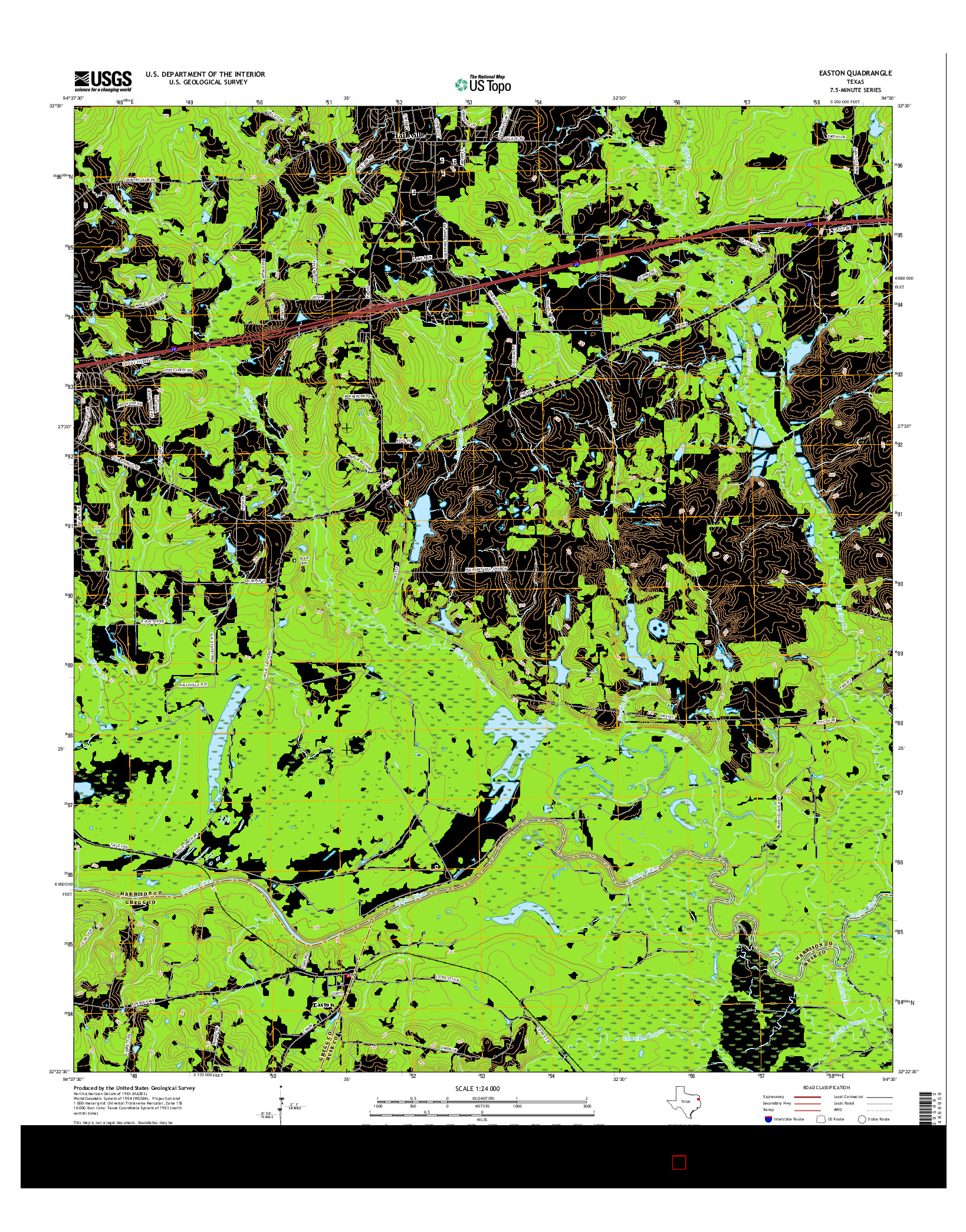 USGS US TOPO 7.5-MINUTE MAP FOR EASTON, TX 2016