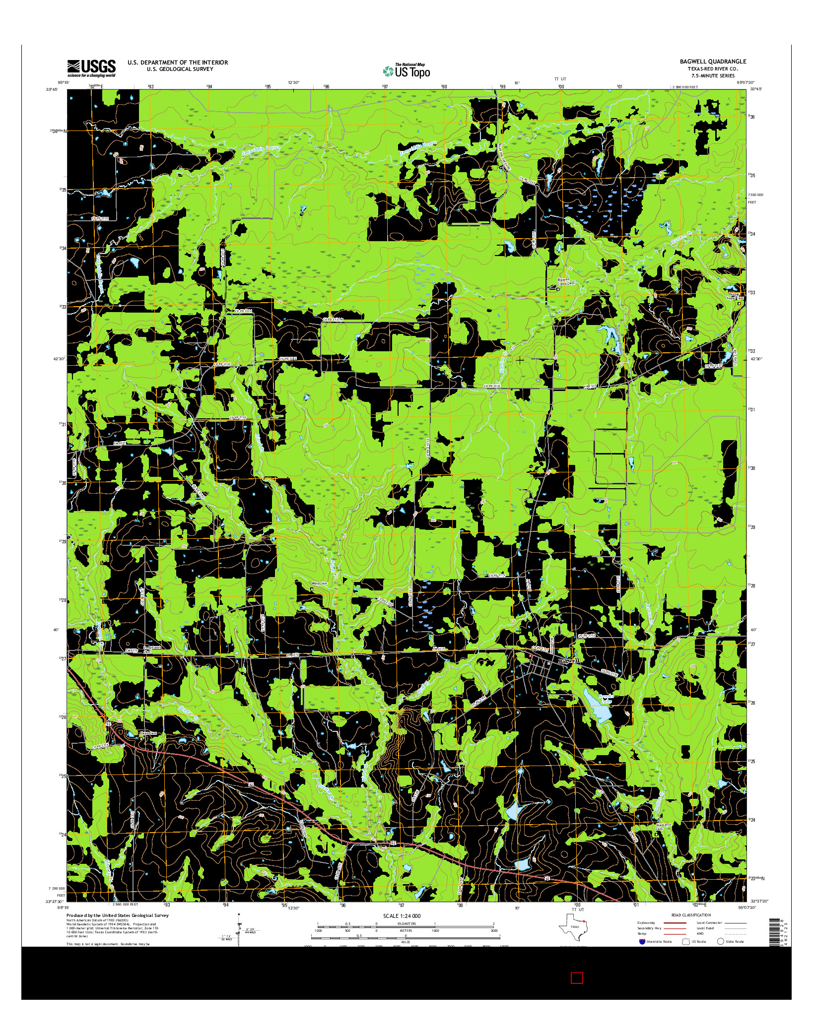 USGS US TOPO 7.5-MINUTE MAP FOR BAGWELL, TX 2016