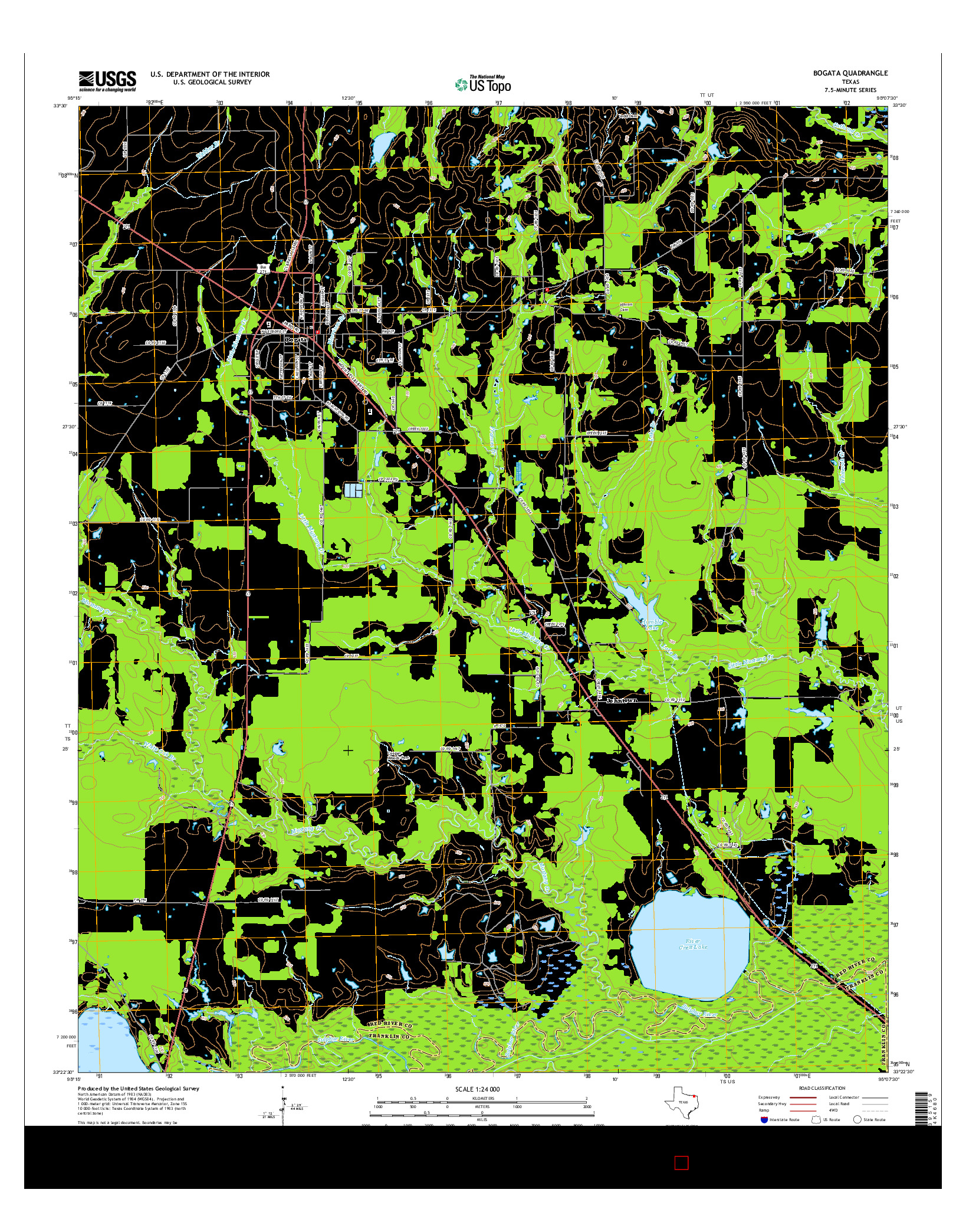 USGS US TOPO 7.5-MINUTE MAP FOR BOGATA, TX 2016