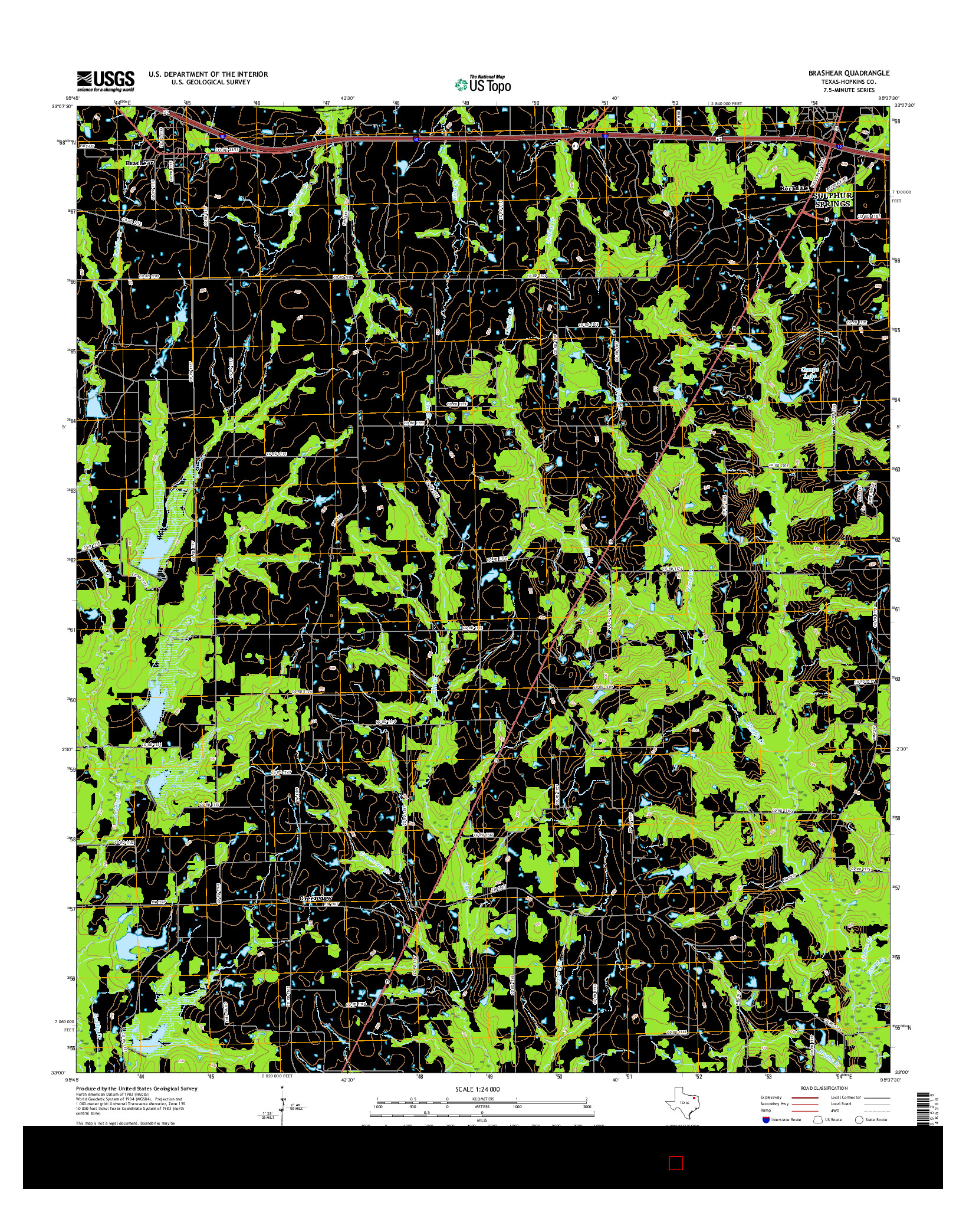 USGS US TOPO 7.5-MINUTE MAP FOR BRASHEAR, TX 2016