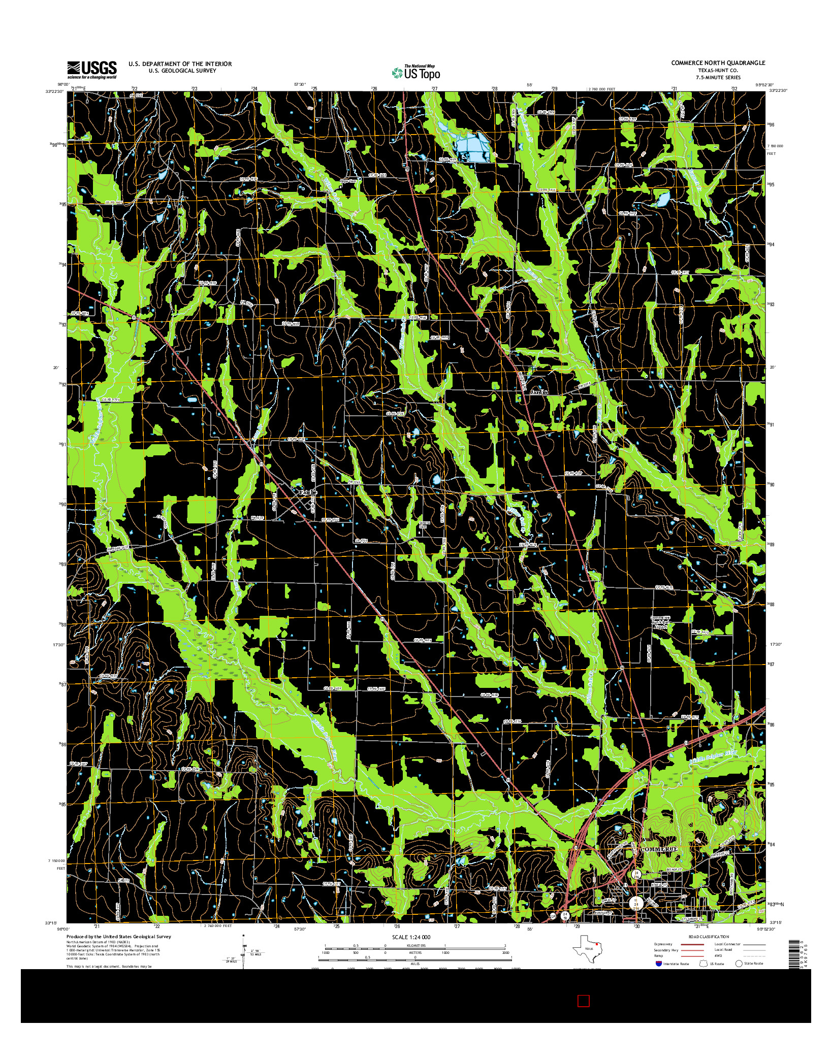 USGS US TOPO 7.5-MINUTE MAP FOR COMMERCE NORTH, TX 2016