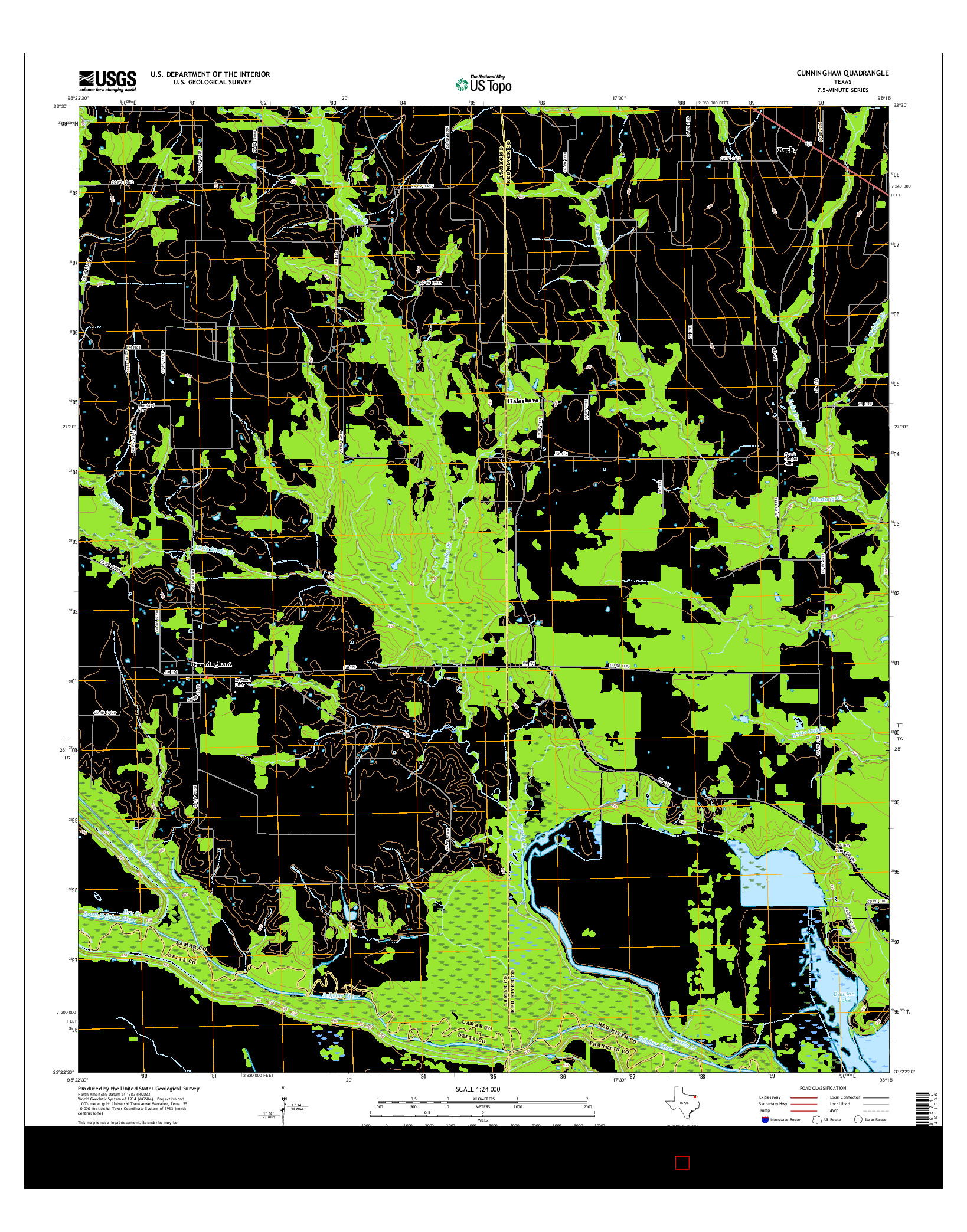 USGS US TOPO 7.5-MINUTE MAP FOR CUNNINGHAM, TX 2016