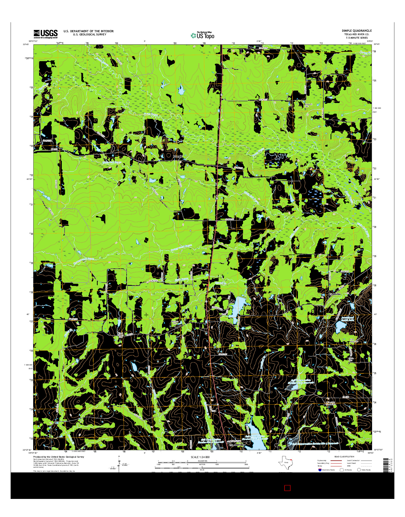 USGS US TOPO 7.5-MINUTE MAP FOR DIMPLE, TX 2016