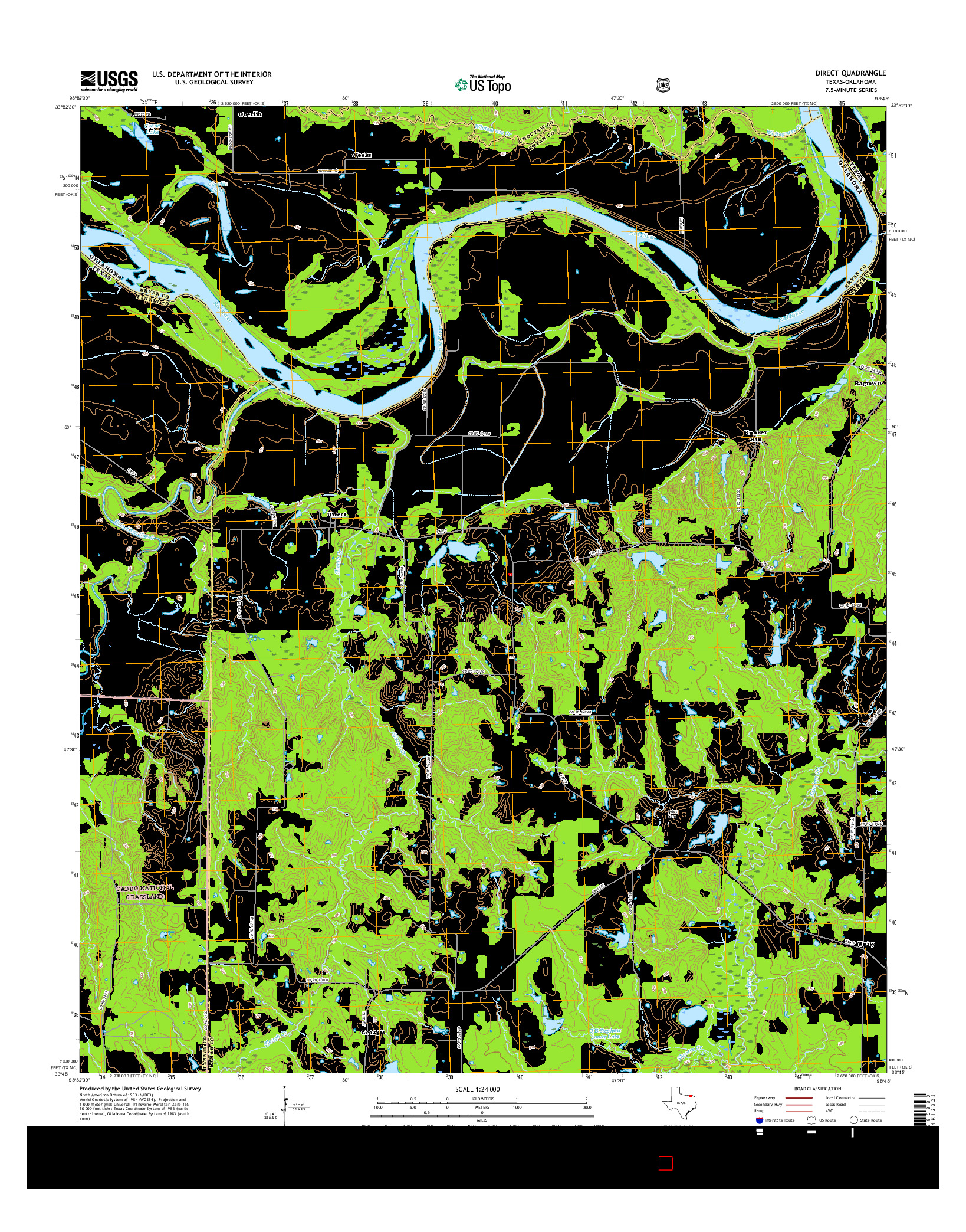 USGS US TOPO 7.5-MINUTE MAP FOR DIRECT, TX-OK 2016