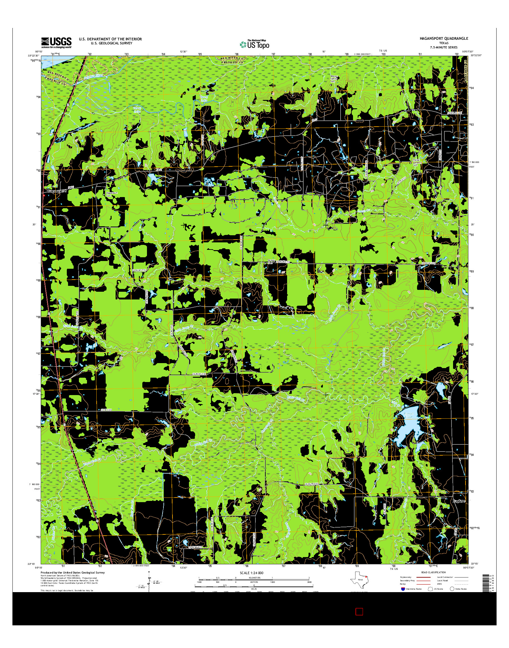 USGS US TOPO 7.5-MINUTE MAP FOR HAGANSPORT, TX 2016