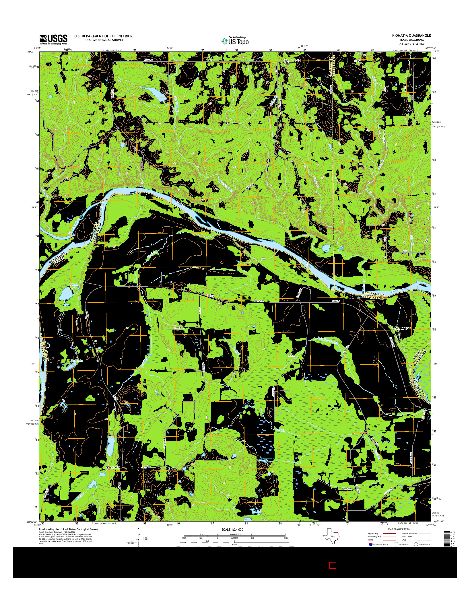 USGS US TOPO 7.5-MINUTE MAP FOR KIOMATIA, TX-OK 2016