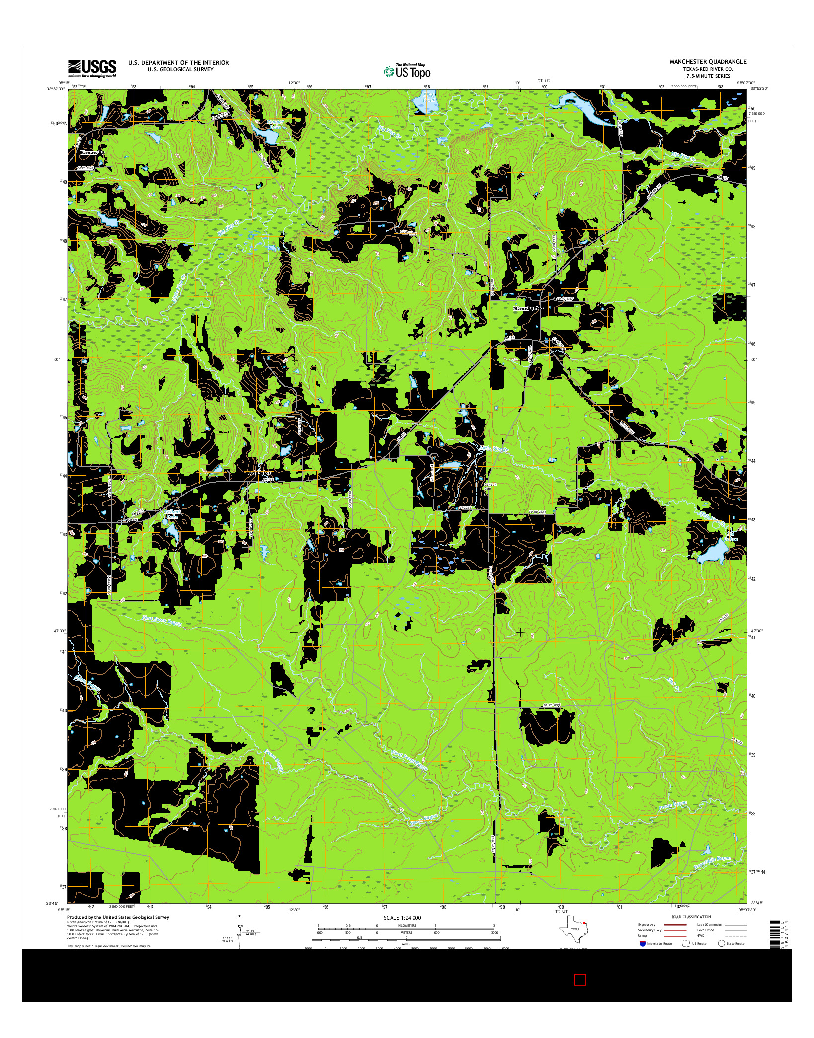 USGS US TOPO 7.5-MINUTE MAP FOR MANCHESTER, TX 2016