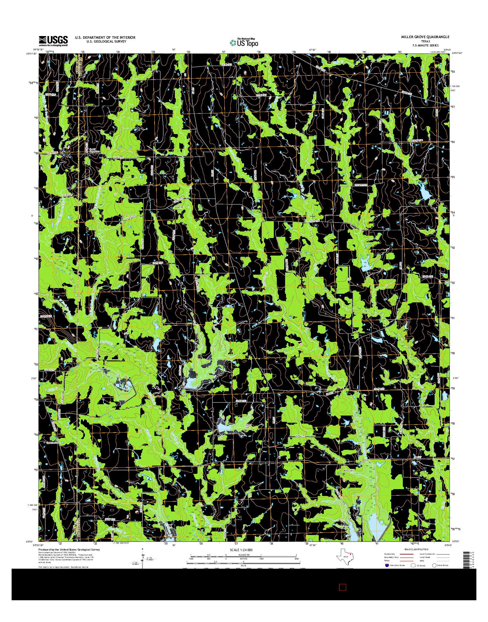 USGS US TOPO 7.5-MINUTE MAP FOR MILLER GROVE, TX 2016