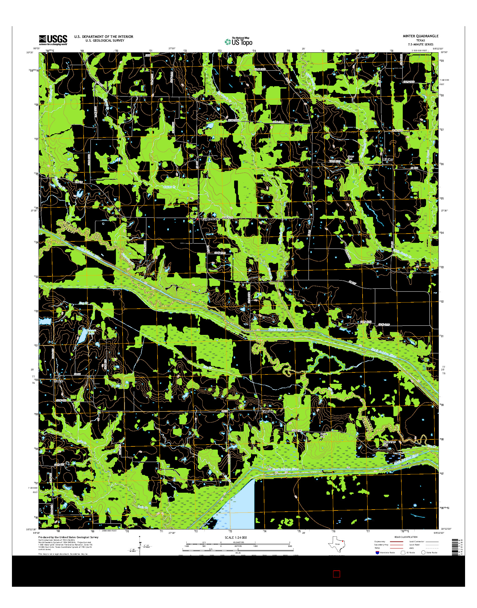 USGS US TOPO 7.5-MINUTE MAP FOR MINTER, TX 2016