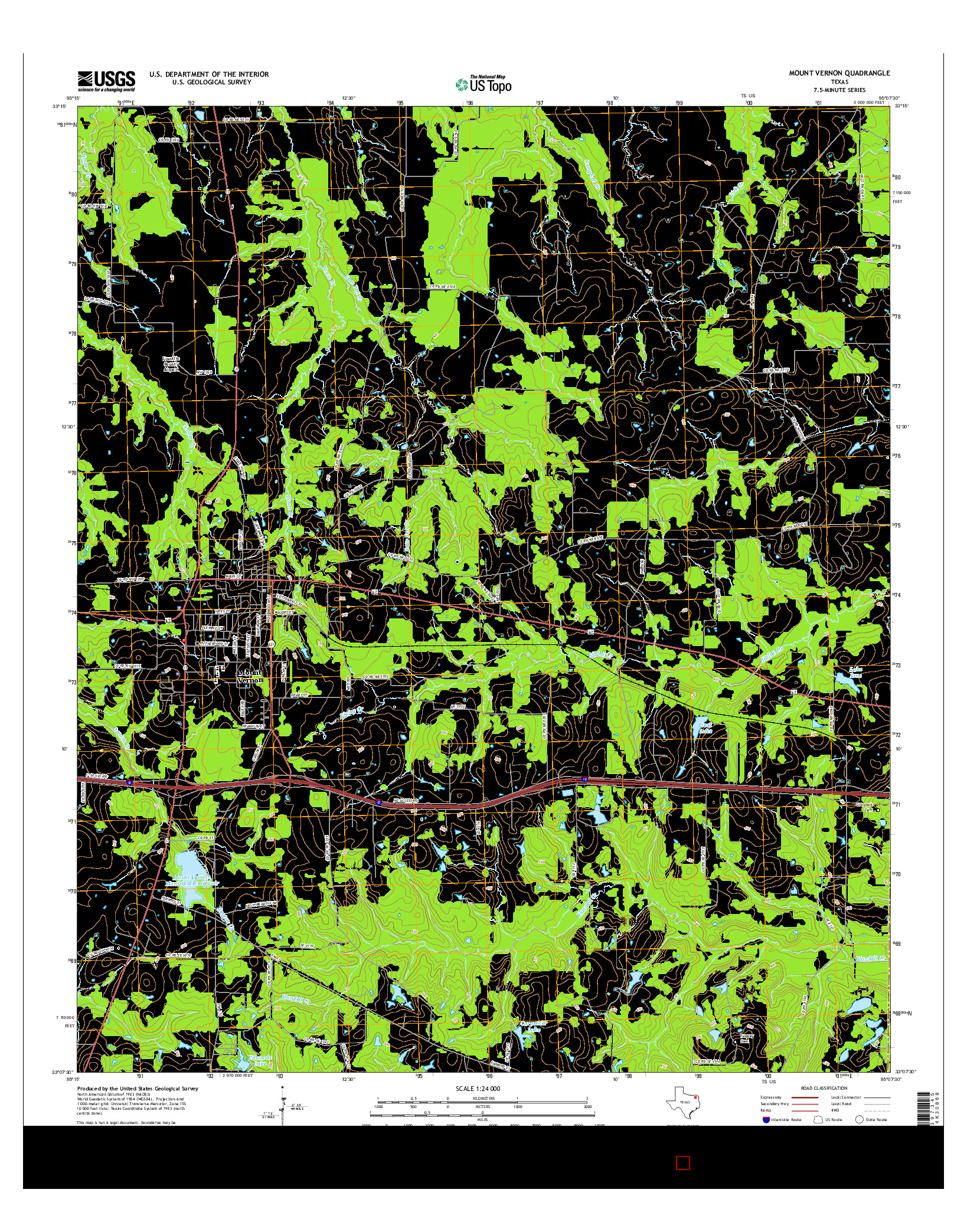 USGS US TOPO 7.5-MINUTE MAP FOR MOUNT VERNON, TX 2016