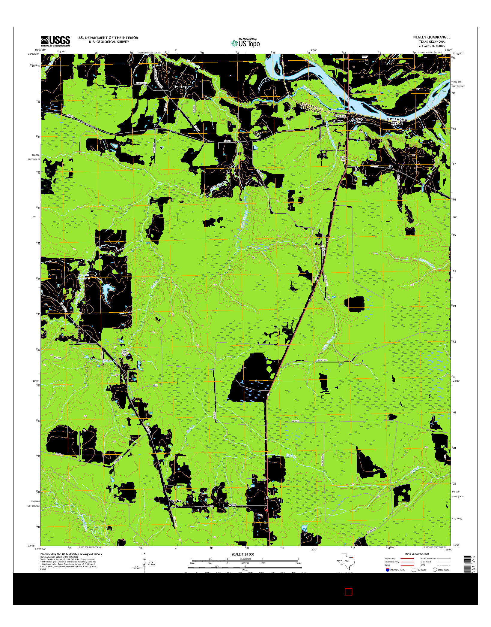 USGS US TOPO 7.5-MINUTE MAP FOR NEGLEY, TX-OK 2016