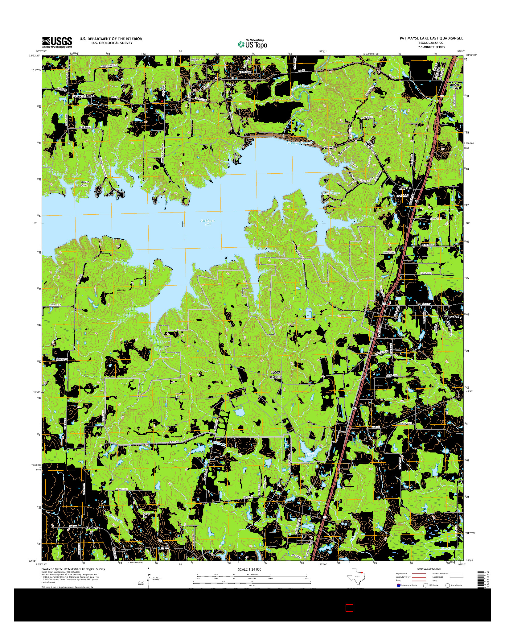 USGS US TOPO 7.5-MINUTE MAP FOR PAT MAYSE LAKE EAST, TX 2016