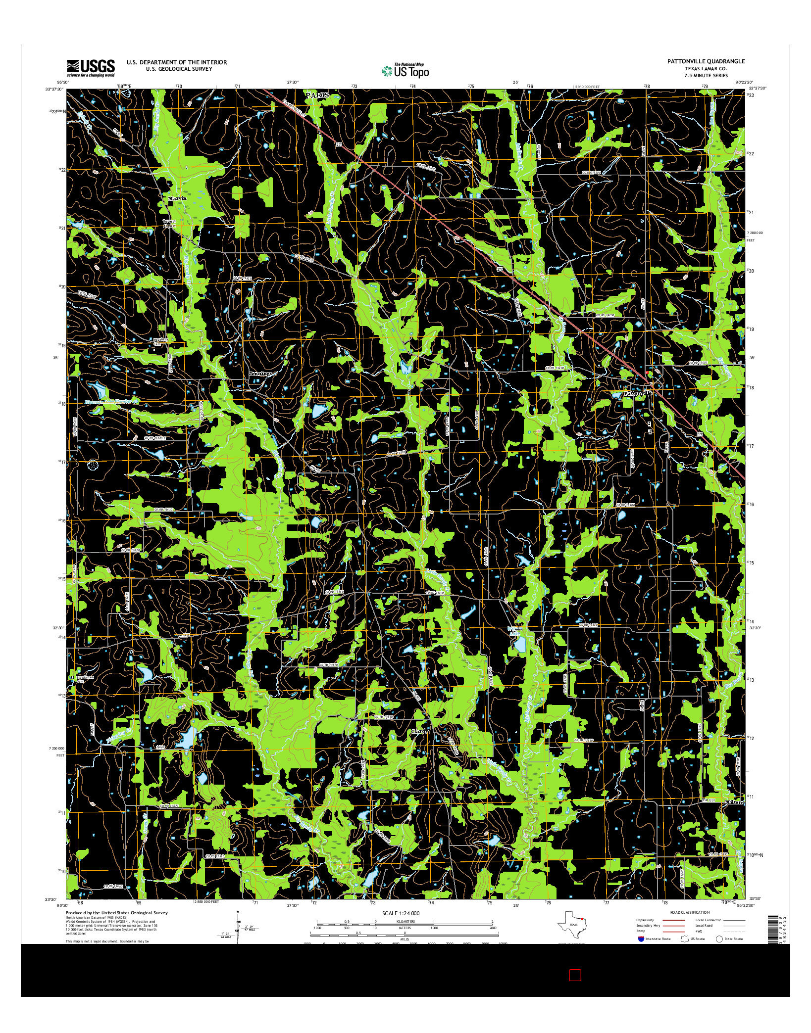 USGS US TOPO 7.5-MINUTE MAP FOR PATTONVILLE, TX 2016