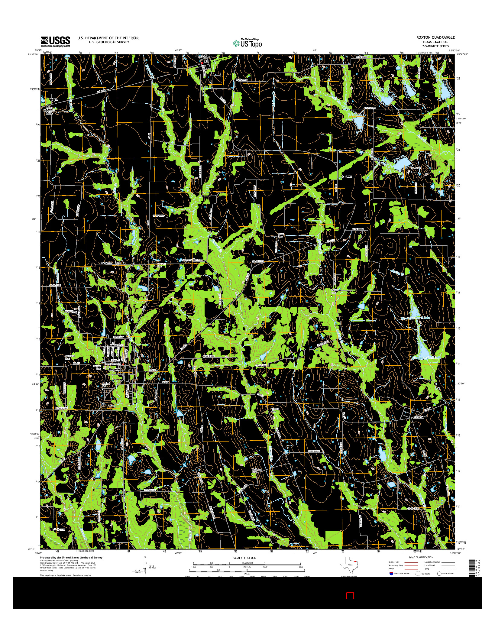 USGS US TOPO 7.5-MINUTE MAP FOR ROXTON, TX 2016