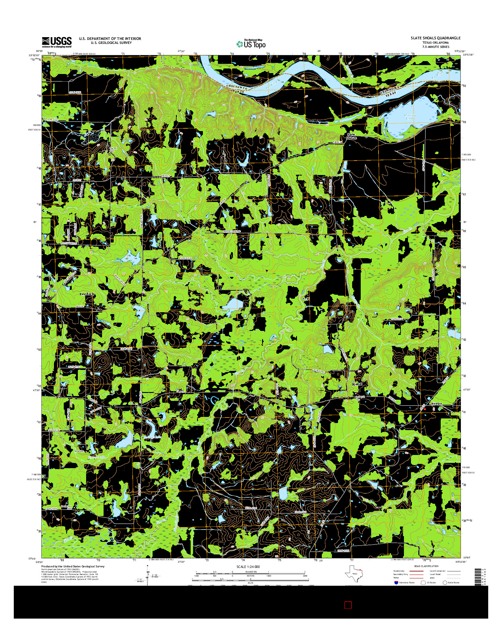 USGS US TOPO 7.5-MINUTE MAP FOR SLATE SHOALS, TX-OK 2016