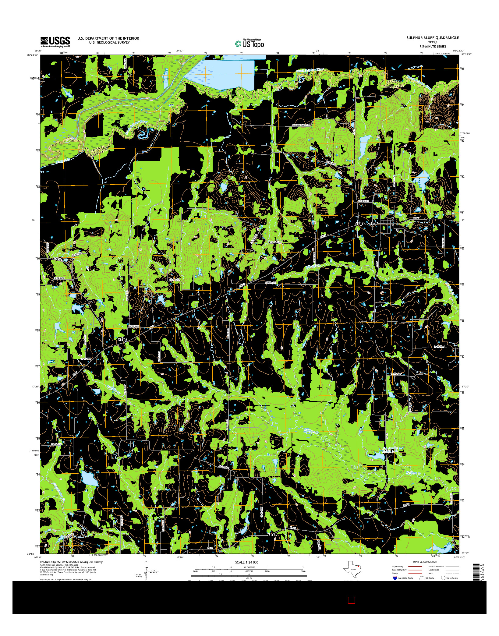 USGS US TOPO 7.5-MINUTE MAP FOR SULPHUR BLUFF, TX 2016