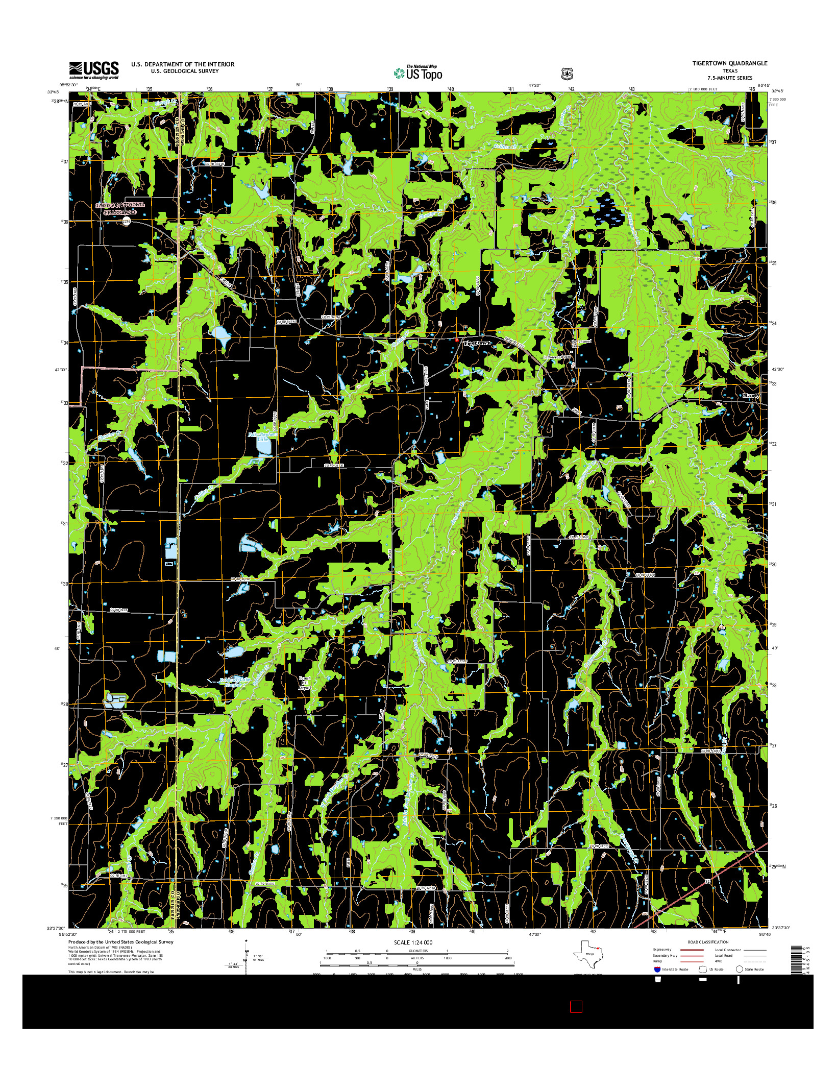 USGS US TOPO 7.5-MINUTE MAP FOR TIGERTOWN, TX 2016