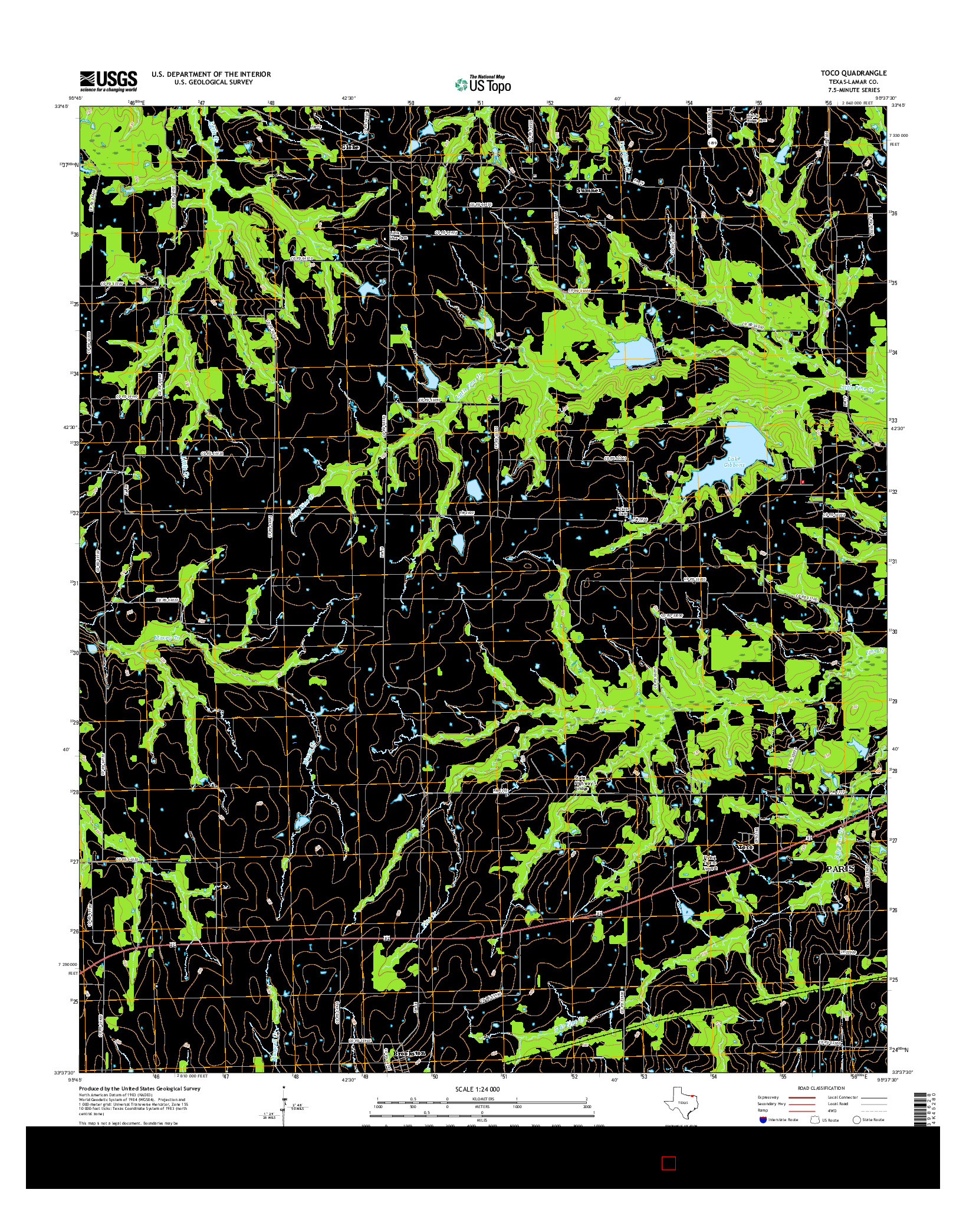 USGS US TOPO 7.5-MINUTE MAP FOR TOCO, TX 2016