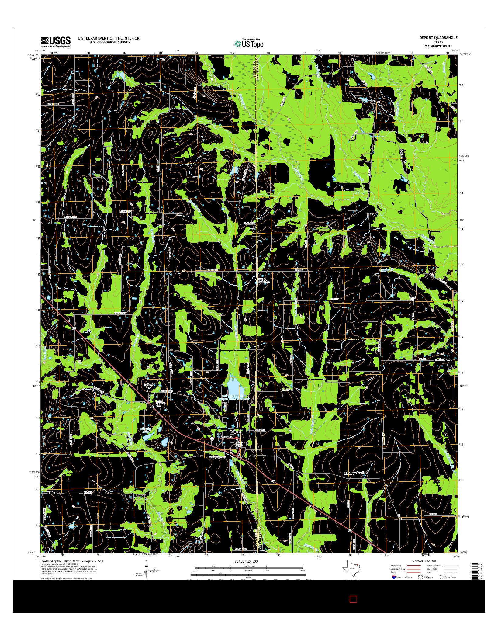 USGS US TOPO 7.5-MINUTE MAP FOR DEPORT, TX 2016