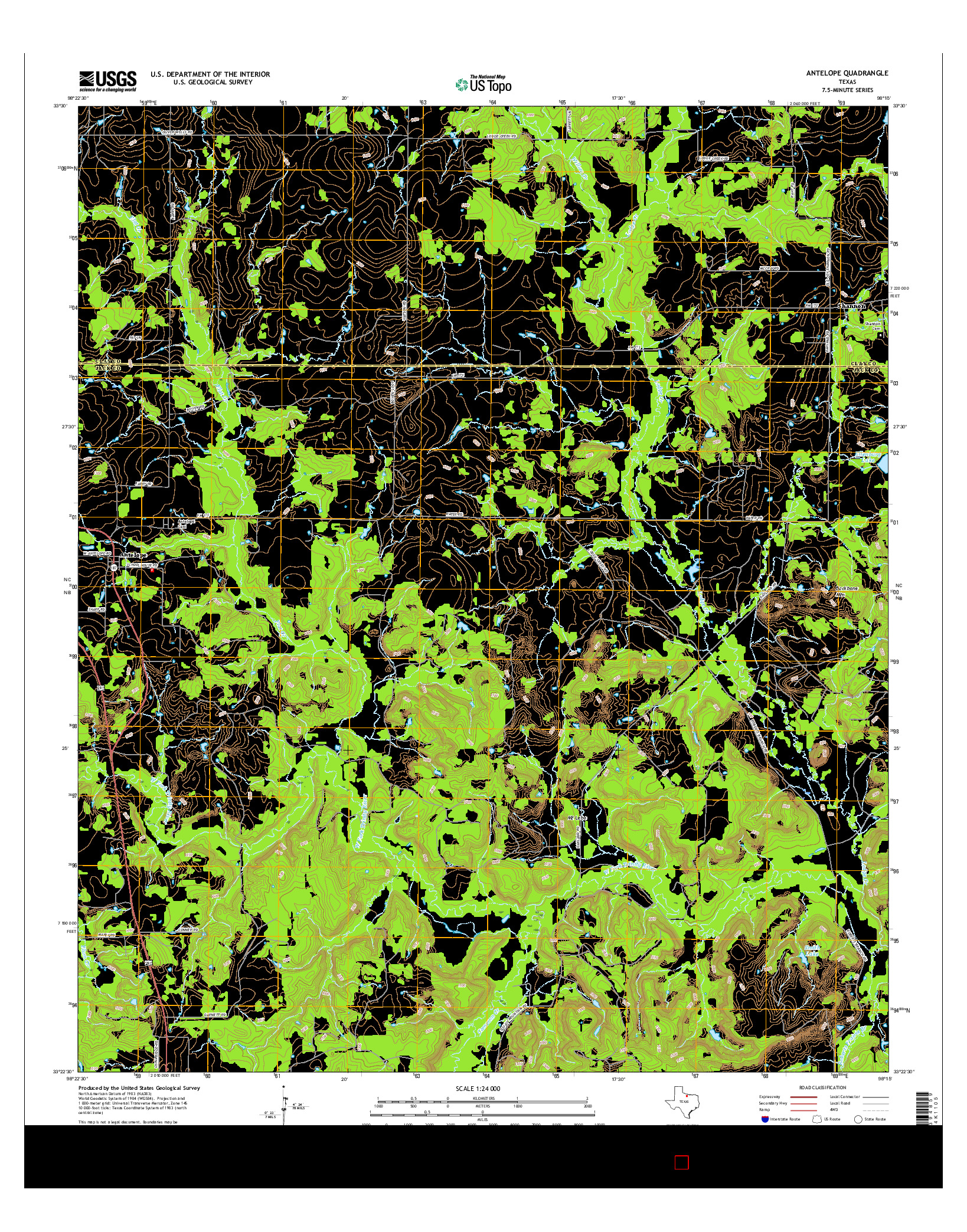 USGS US TOPO 7.5-MINUTE MAP FOR ANTELOPE, TX 2016