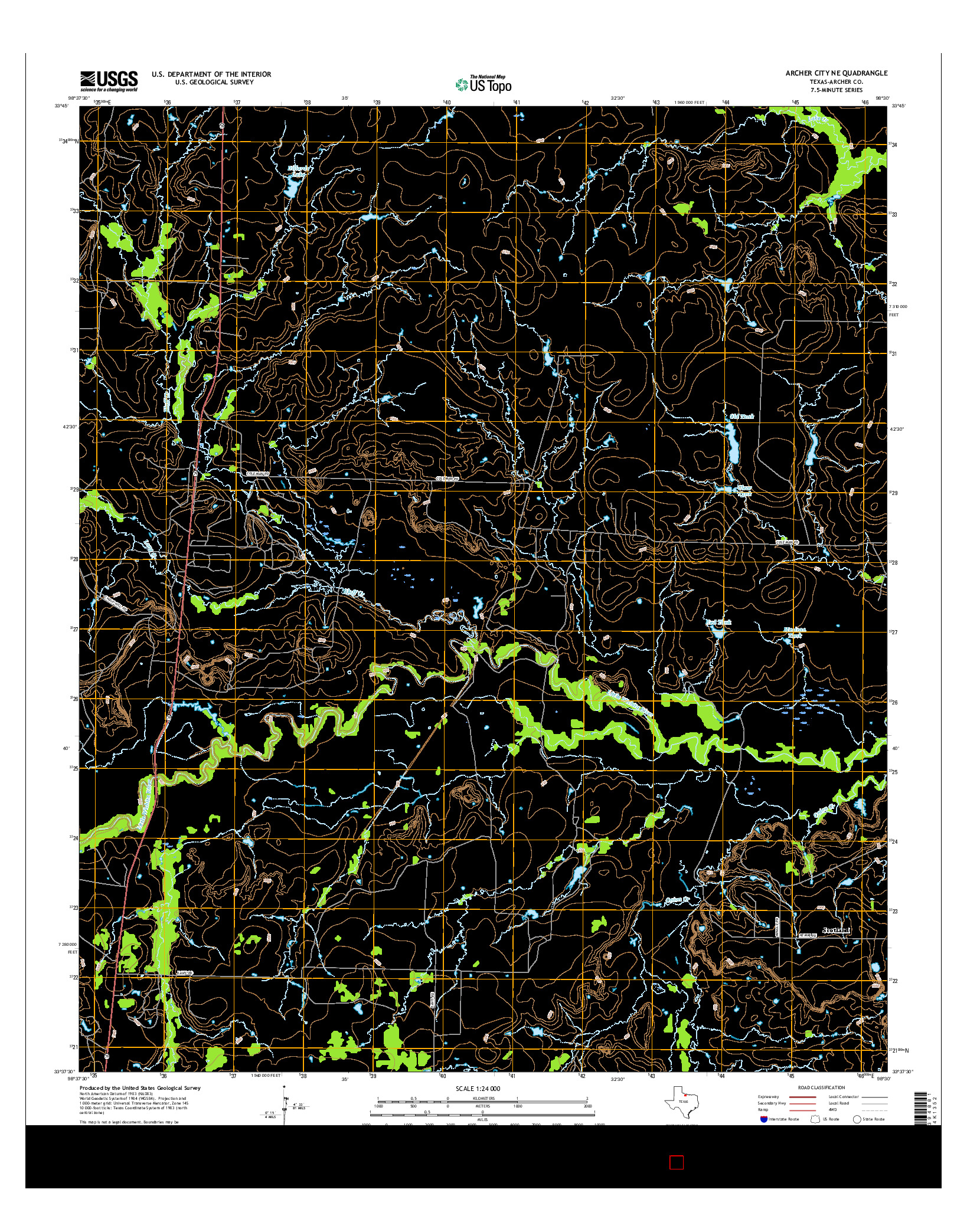 USGS US TOPO 7.5-MINUTE MAP FOR ARCHER CITY NE, TX 2016